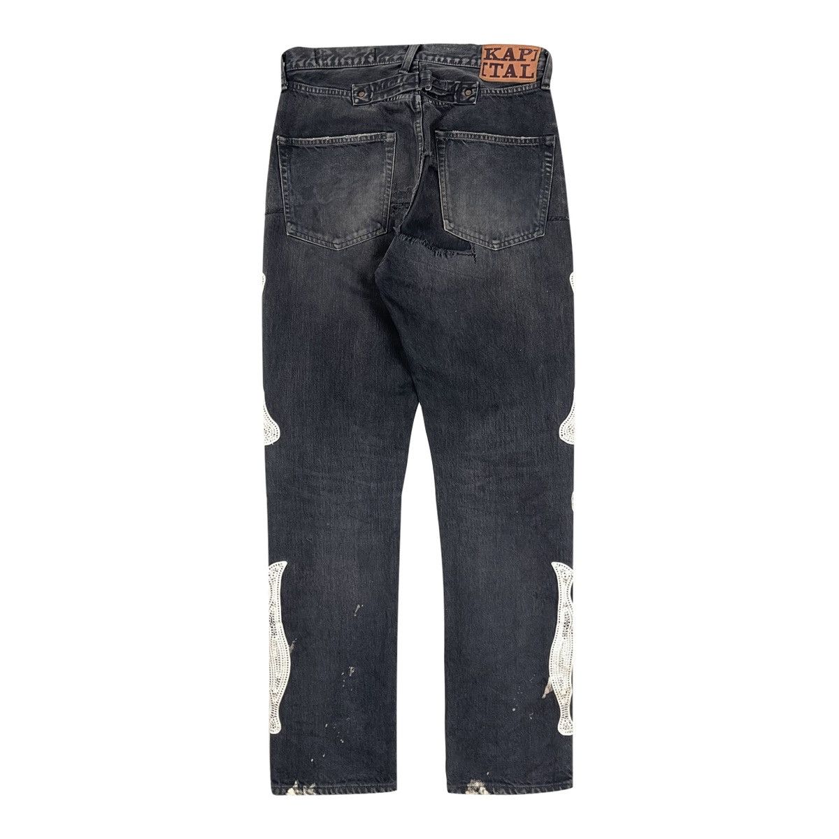 Kapital Kountry FW19 Distressed Denim (Bone/Skeleton Embroidered) Size US 32 / EU 48 - 2 Thumbnail
