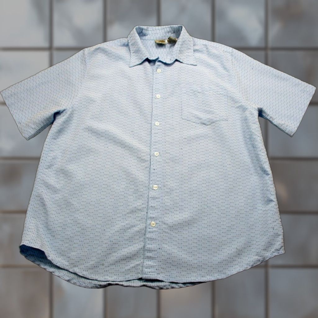 Ocean Pacific OP Ocean Pacific Button-Up Shirt Men L Short Sleeve Blue Textured Size US L / EU 52-54 / 3 - 1 Thumbnail