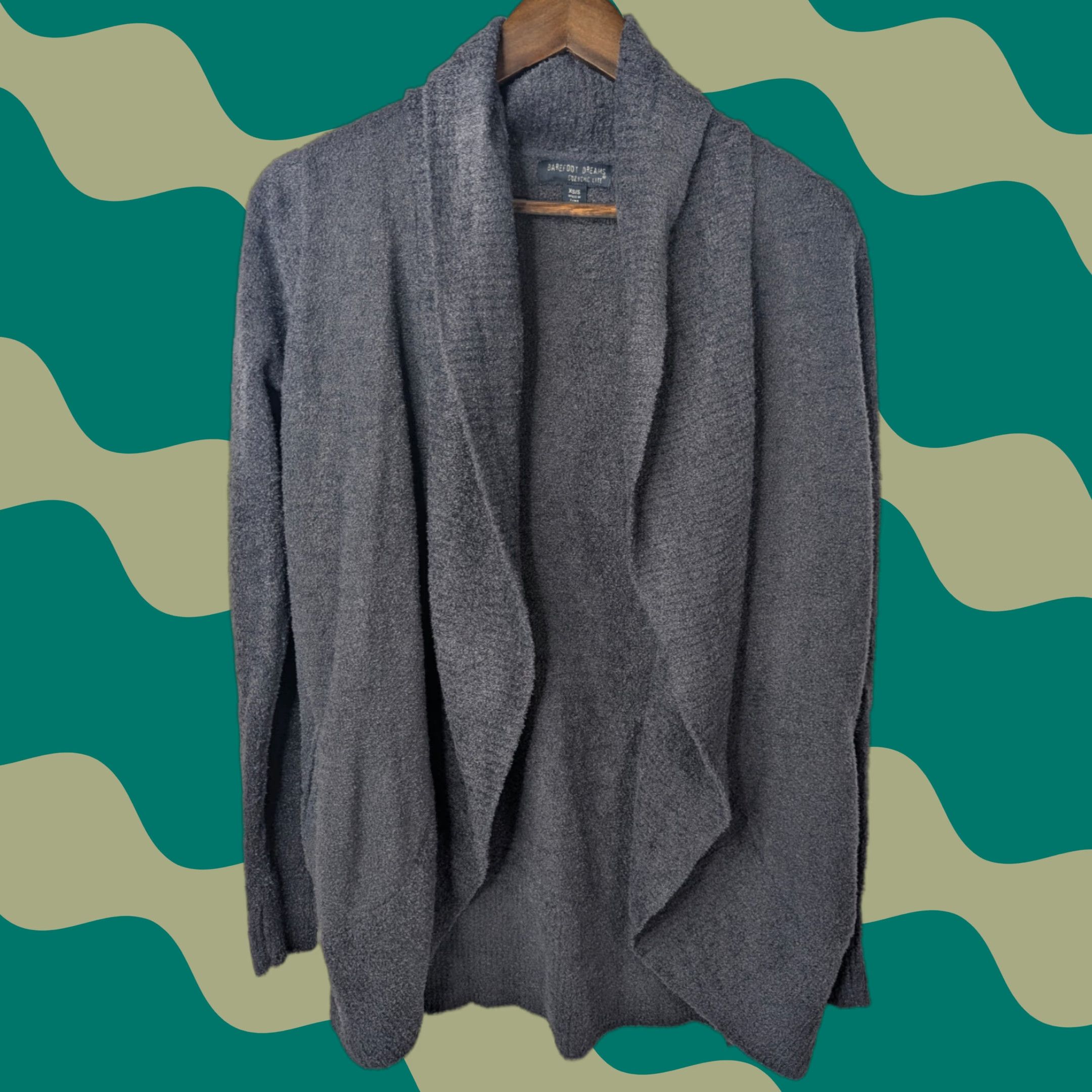 Vintage Barefoot Dreams Cardigan XS/S Women's CozyChic Lite Circle Cardi Indigo 452 Knit Open Pockets Stretch Long Sleeve Size XS / US 0-2 / IT 36-38 - 1 Thumbnail