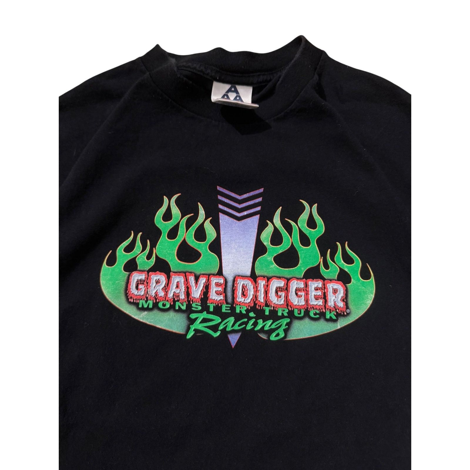 Vintage Vintage Grave Digger Monster Truck Racing Tee - Green Flames Size US XXL / EU 58 / 5 - 3 Thumbnail
