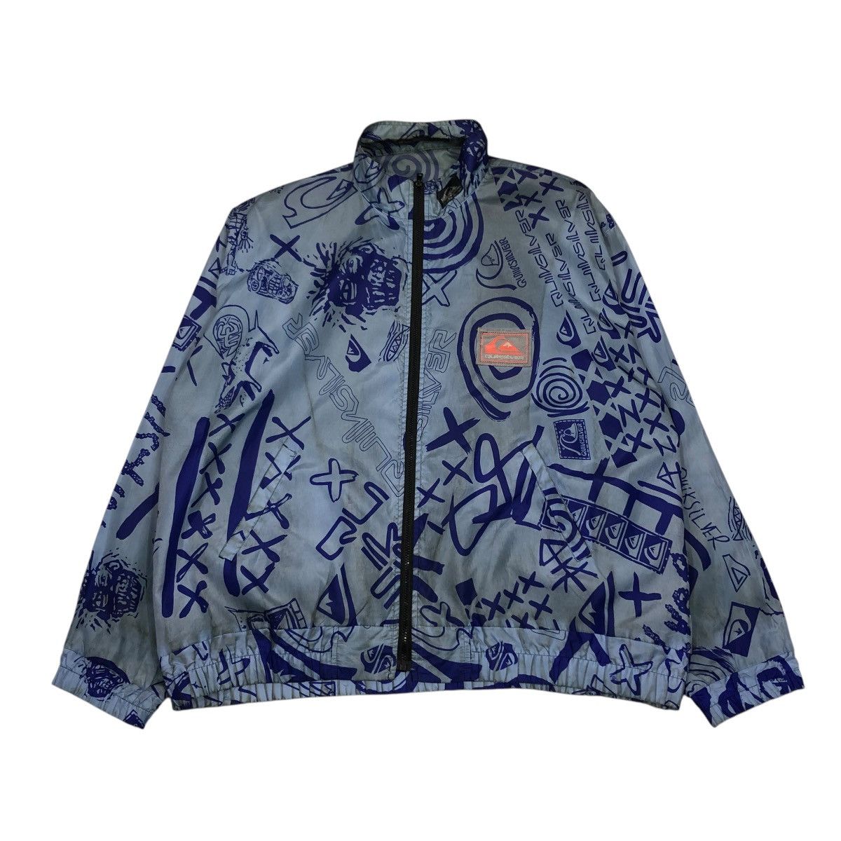 Quiksilver 🔥VINTAGE BOMBER JACKET ZIPPER QUICKSILVER OVERPRINT Size US L / EU 52-54 / 3 - 1 Thumbnail