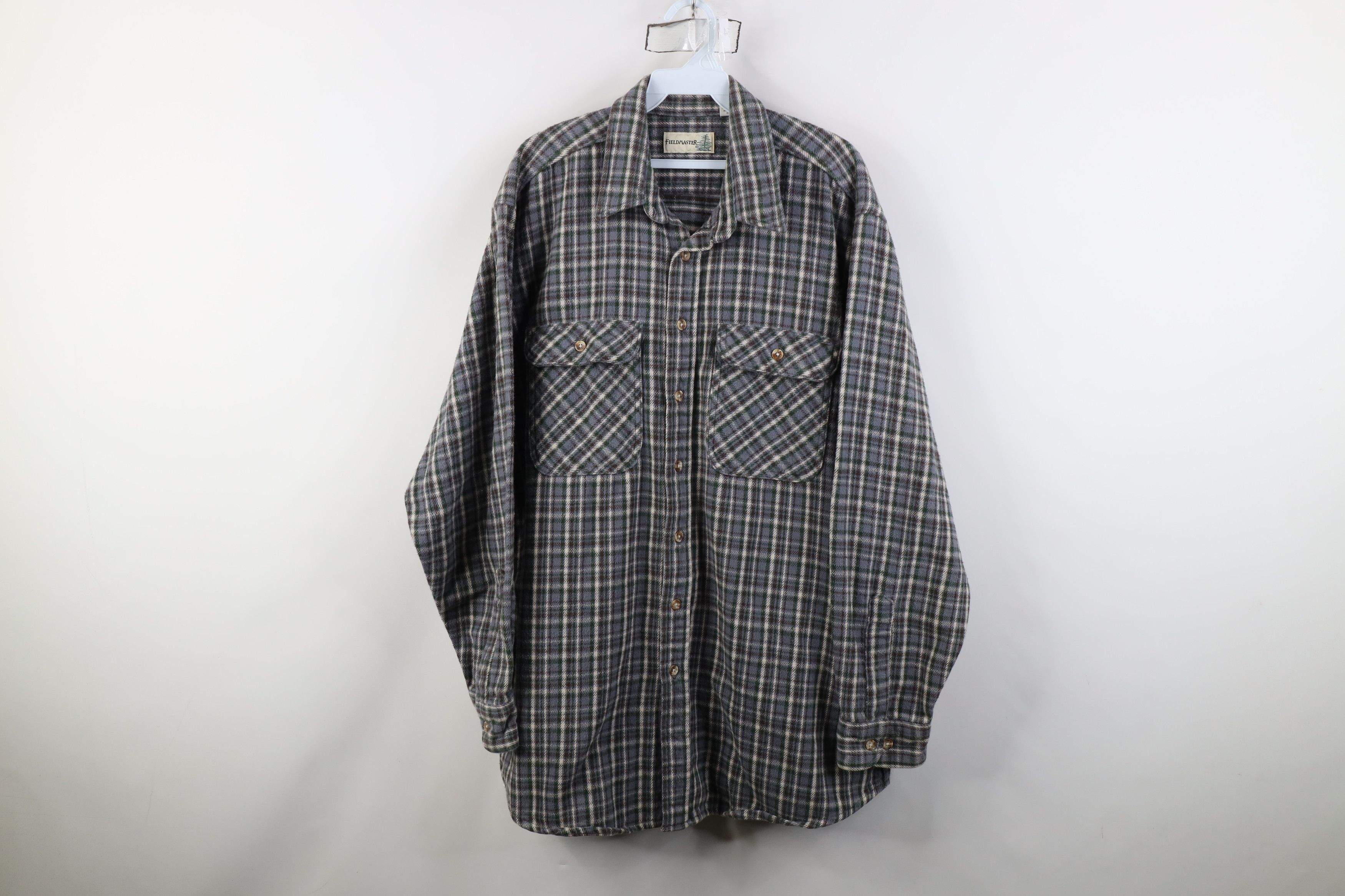 Vintage Vintage 90s Streetwear Heavyweight Button Shirt Plaid Size US XL / EU 56 / 4 - 1 Thumbnail