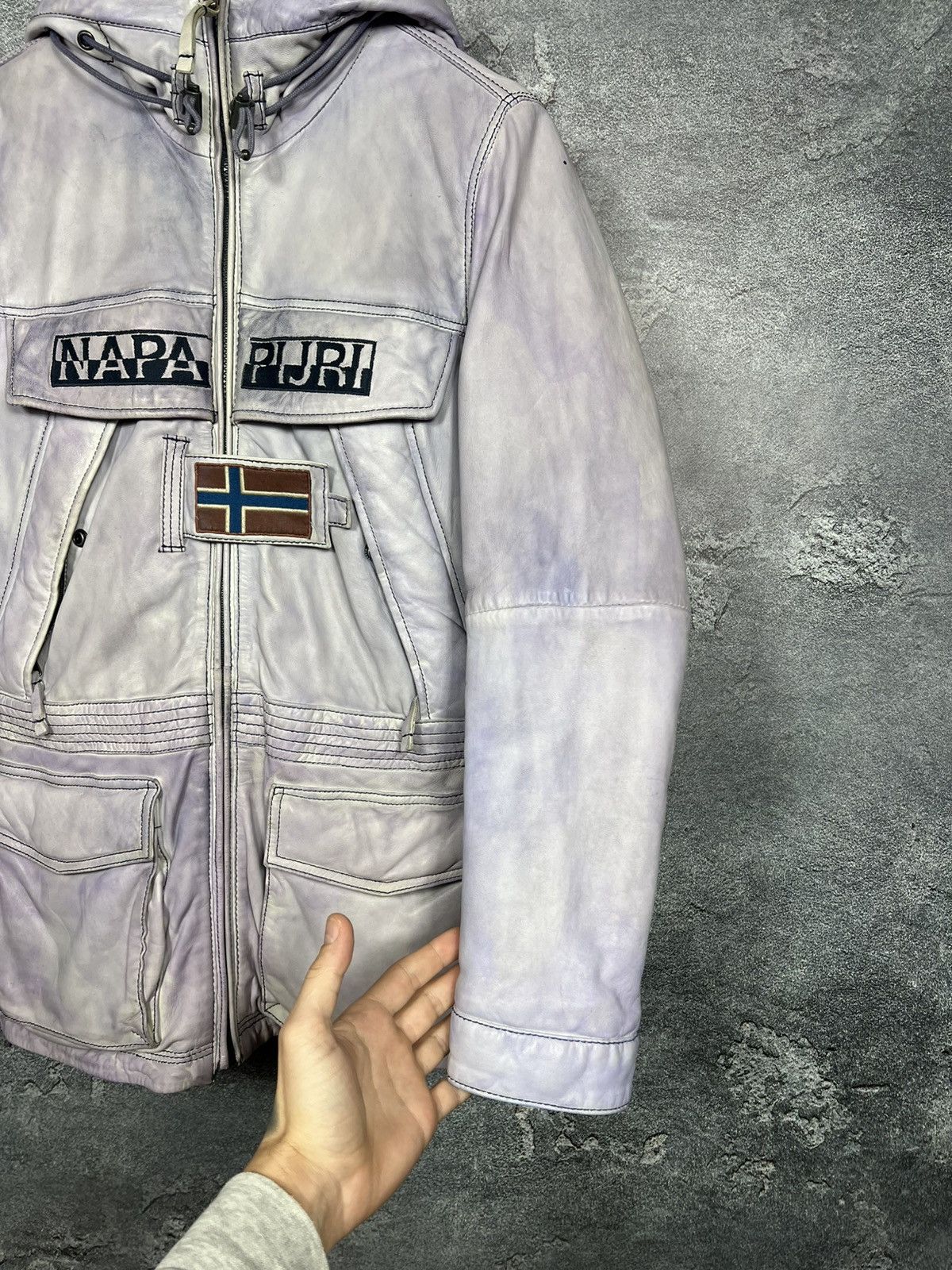 Napapijri Rare Napapijri 100% Leather Down Jacket Parka Size S Size S / US 4 / IT 40 - 15 Thumbnail