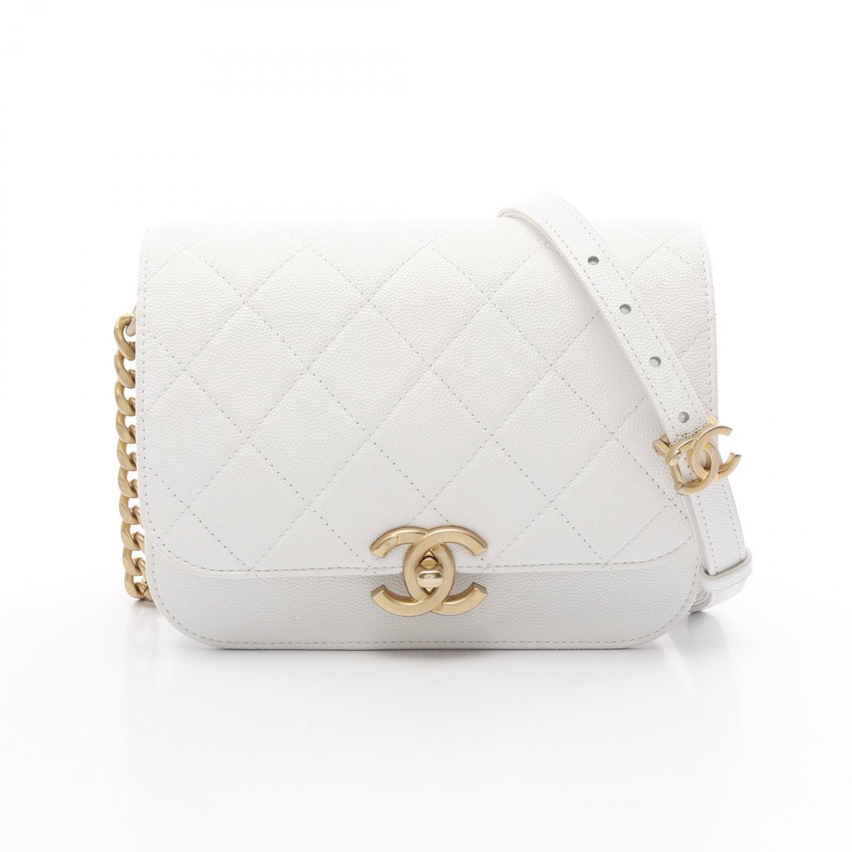 Chanel Chanel Matelasse Caviar Skin Shoulder Bag Leather Shoulder Bag in White, Women's