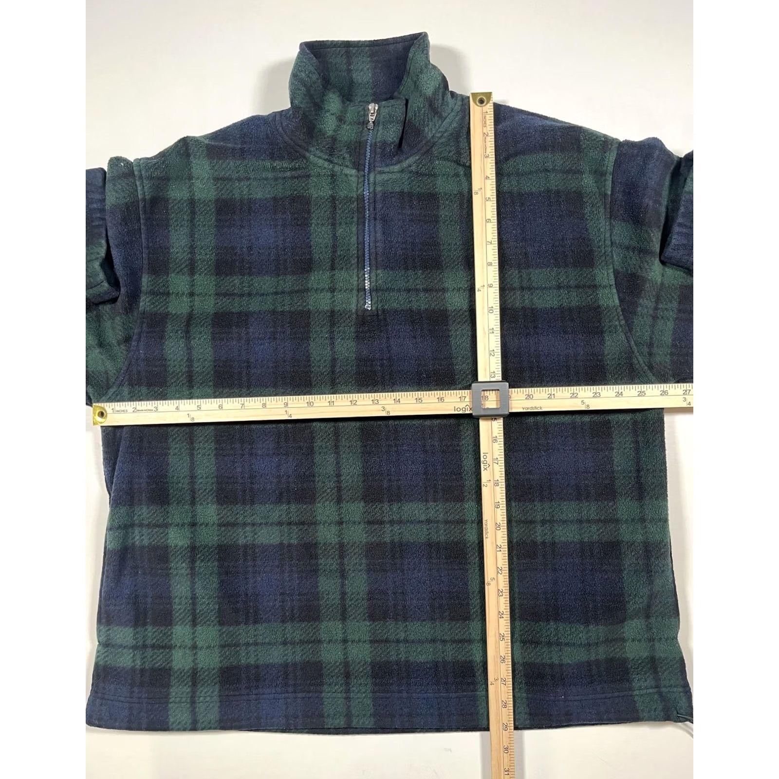 Vintage Winners Tech Fleece Pullover Mens XL Green Navy Plaid Tartan Quarter Zip Sweater Size US XL / EU 56 / 4 - 6 Thumbnail