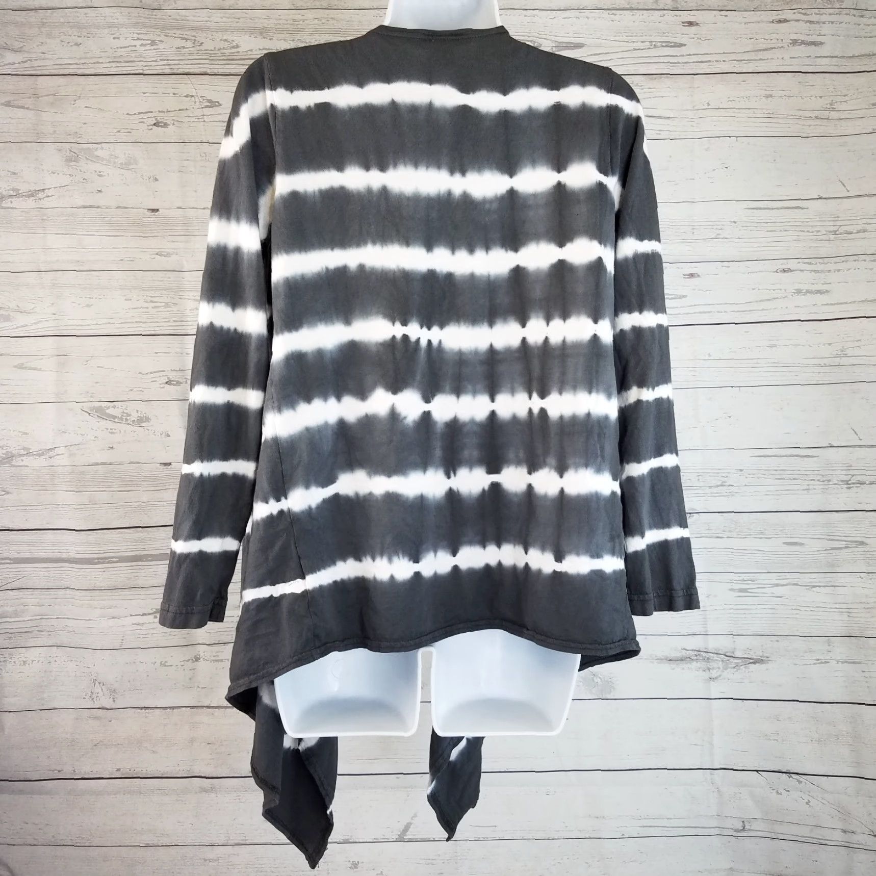 Boston Proper Boston Proper Cardigan Womens Open Front Size Small Gray White Long Sleeve Knit Sweater Size S / US 4 / IT 40 - 4 Thumbnail