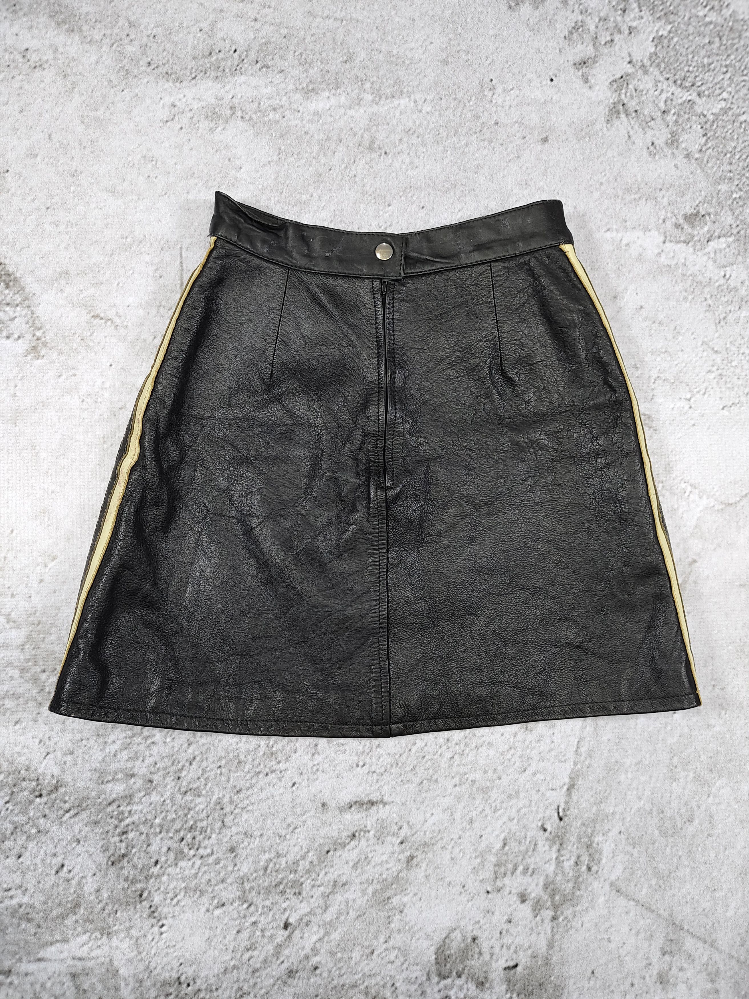 Morgan De Toi 00s Morgan De toi- Y2K Biker Stripe Side Leather Mini Skirt Size 27" / US 4 / IT 40 - 5 Thumbnail