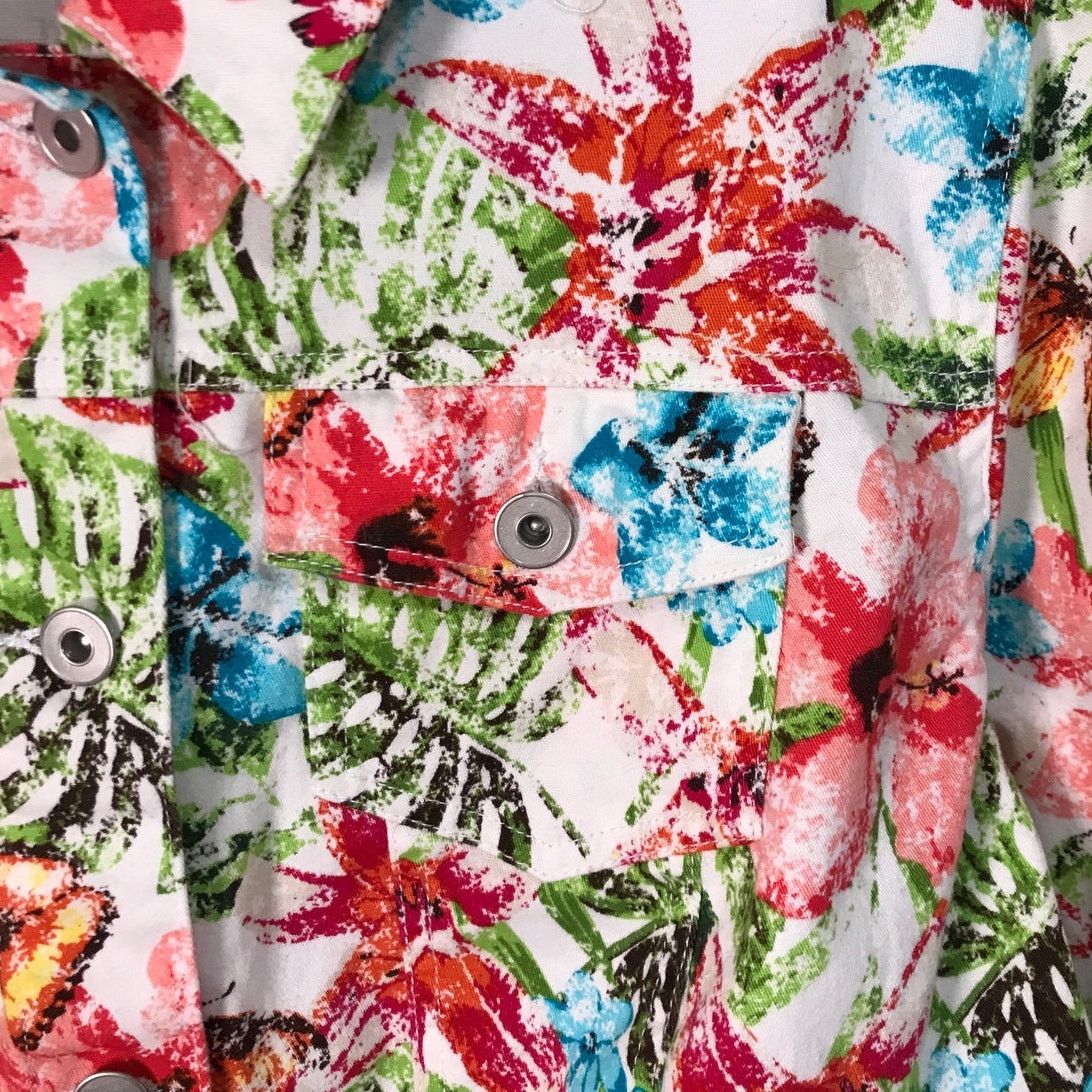 Other Cato Denim Floral Collared Long Sleeve Jacket Women 18/20W Size XXL / US 16-18 / IT 52-54 - 7 Thumbnail