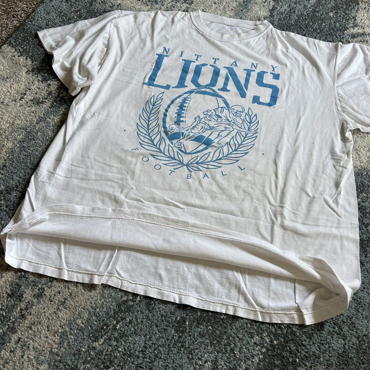X-LARGE PENN STATE NiTTANY LiONS FOOTBALL TEE PREPPY SiNGLE STiTCH Size US XL / EU 56 / 4 - 1 Thumbnail