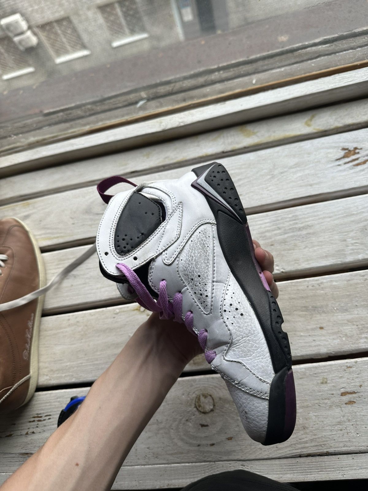 Nike 🚨NIKE AIR JORDAN 7 WHITE PURPLE WITH LOGO SHOES Size US 7 / EU 40 - 4 Thumbnail