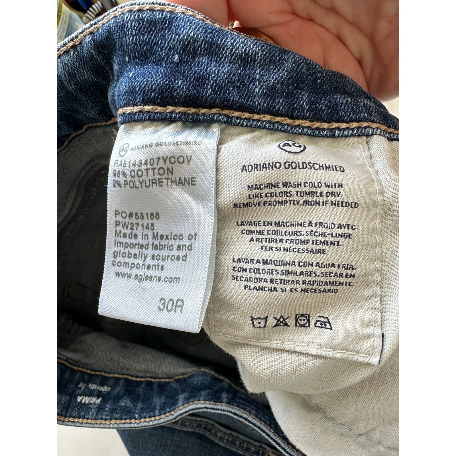 AG Adriano Goldschmied AG Dark Wash Whiskered Prima Cigarette Leg Jeans 30 Size 30" / US 8 / IT 44 - 9 Thumbnail