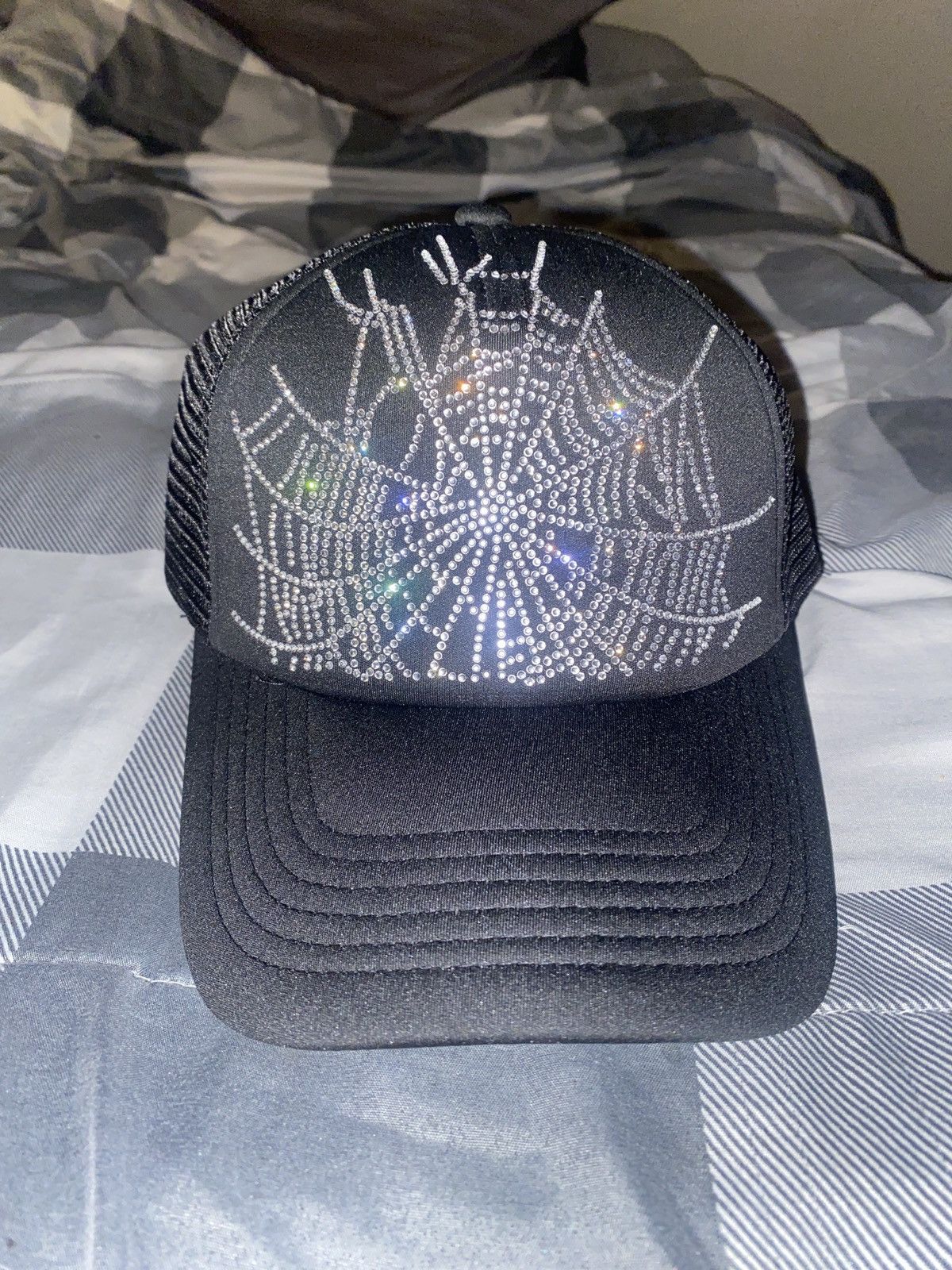 Sp5der Sp5der Web Rhinestone Trucker Hat Black Size ONE SIZE - 2 Thumbnail