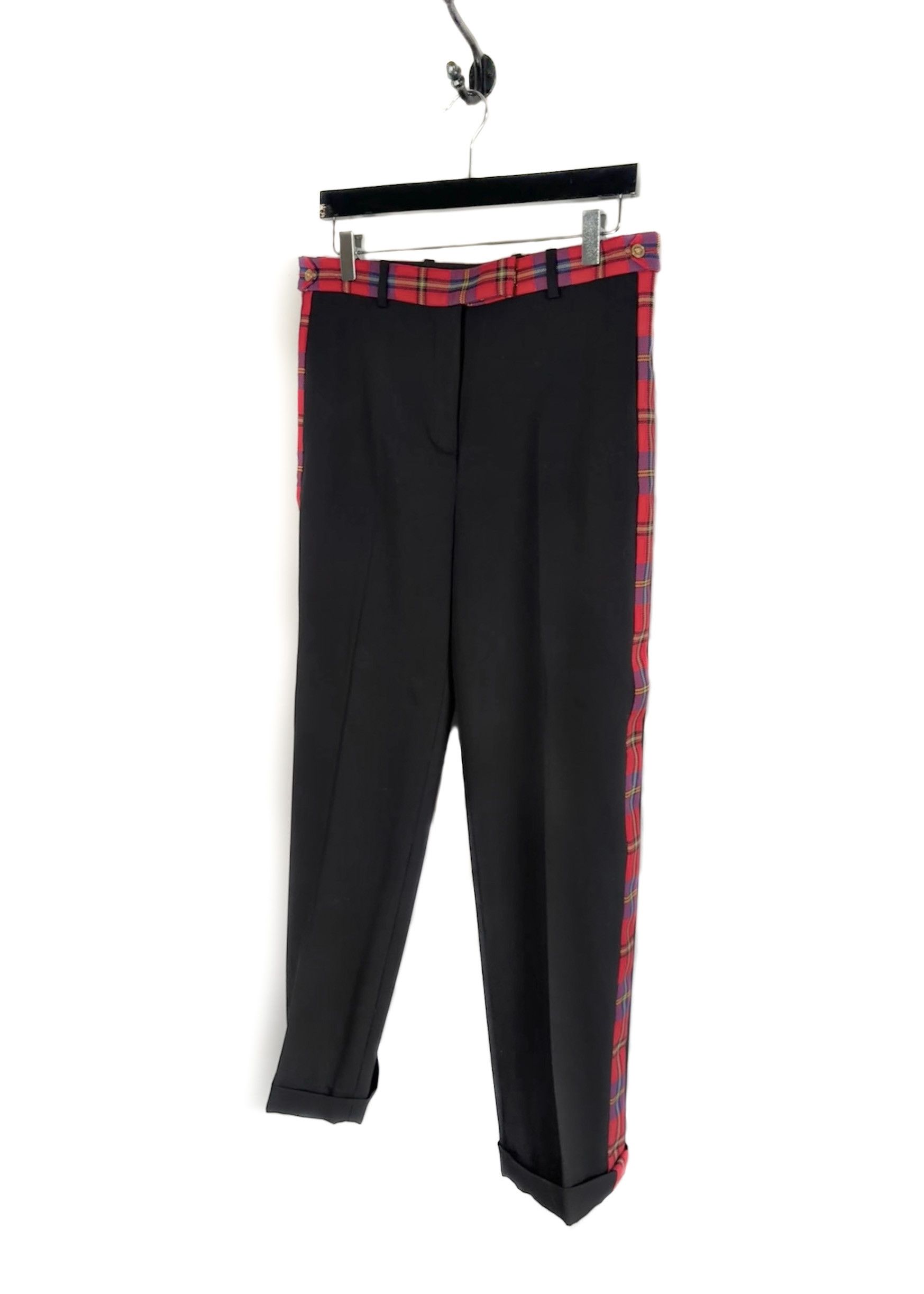 Versace Versace Black Red Plaid Accent Tuxedo Pants Size 27" / US 4 / IT 40 - 3 Thumbnail
