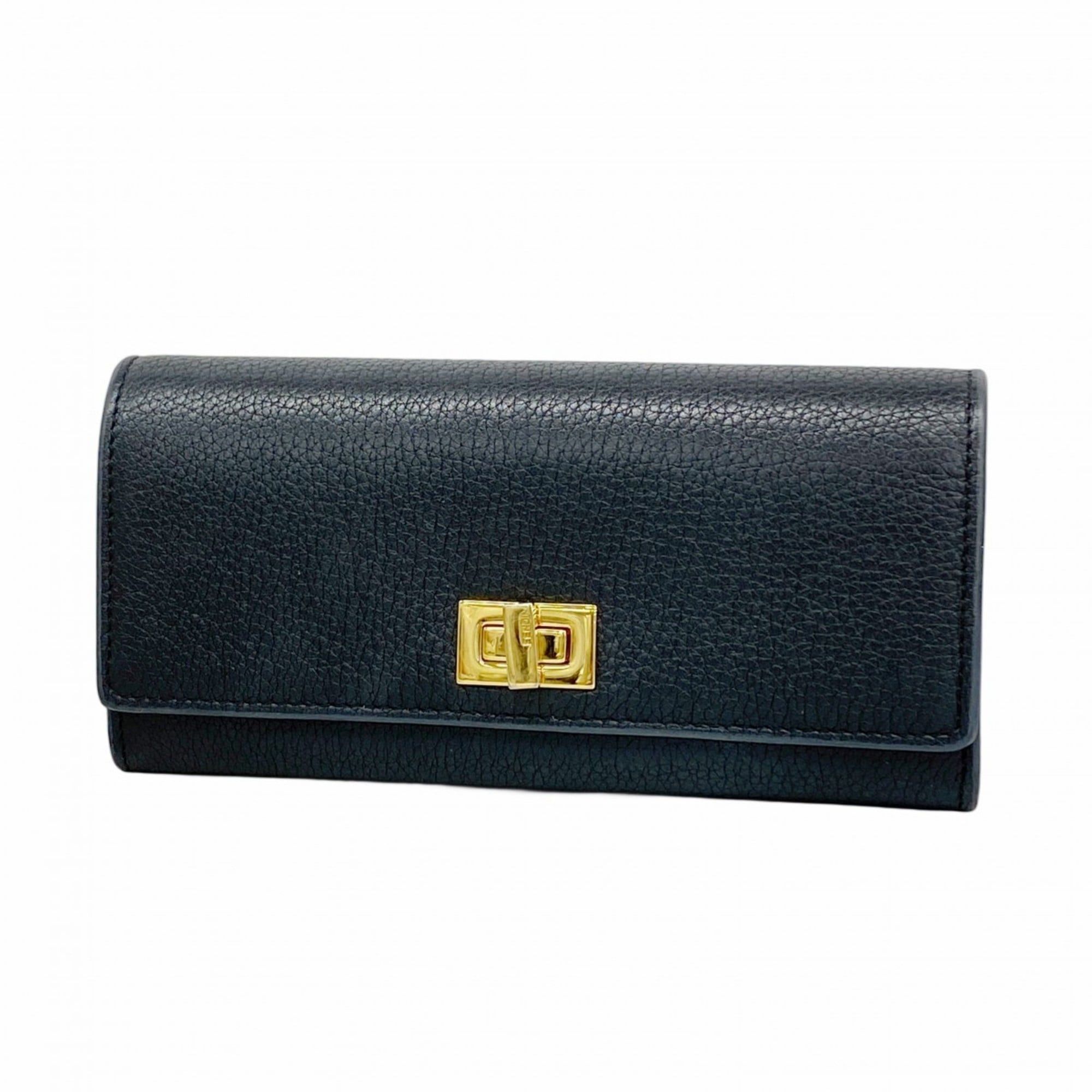 Fendi long wallet in black leather for women
