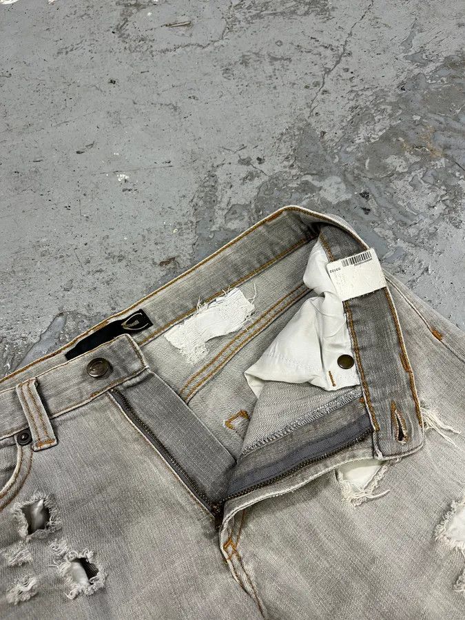 Just Cavalli 2000s Cavalli Distressed Stonewashed Grey Denim Jeans Size US 32 / EU 48 - 10 Thumbnail