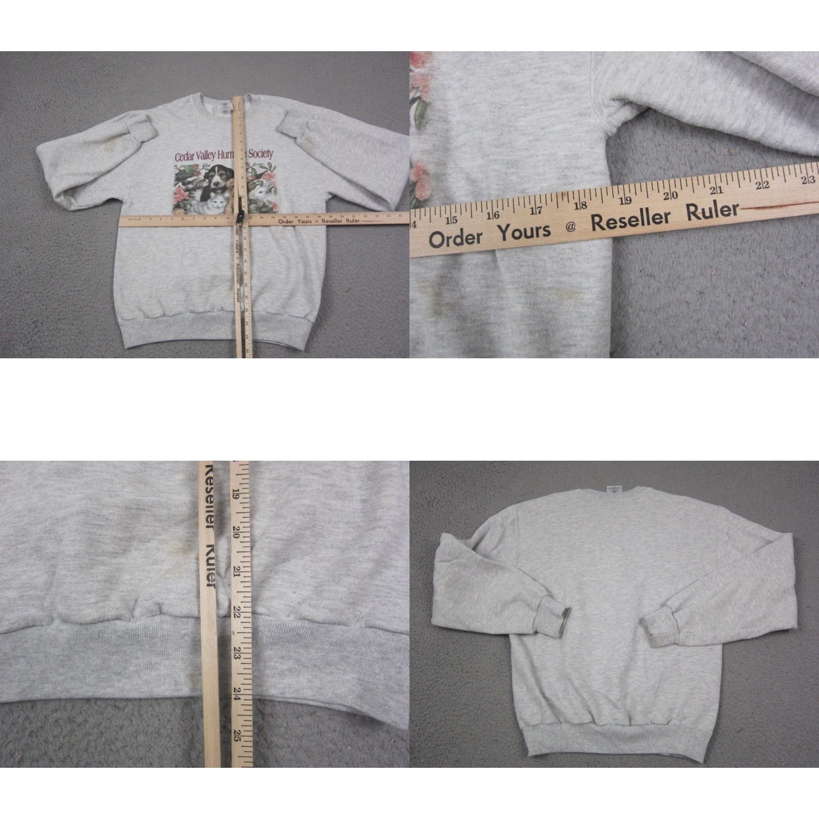 Jerzees VINTAGE Jerzees Sweatshirt Mens S Gray Graphic Print 90s Humane Society Animals Crew Neck Pullover Size US S / EU 44-46 / 1 - 8 Thumbnail