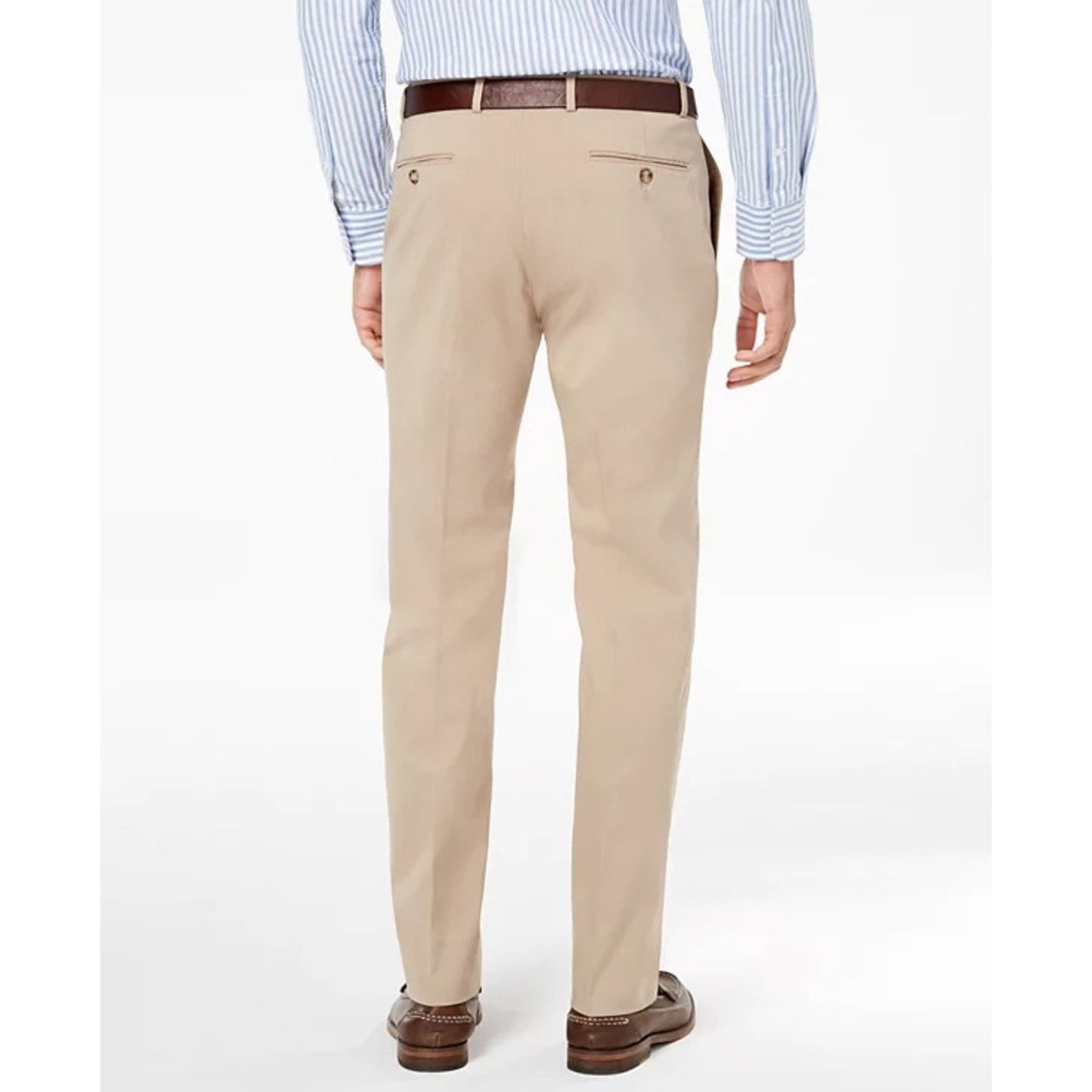 Tommy Hilfiger Men's Solid Tan Cotton Suit Pants Size 42x30