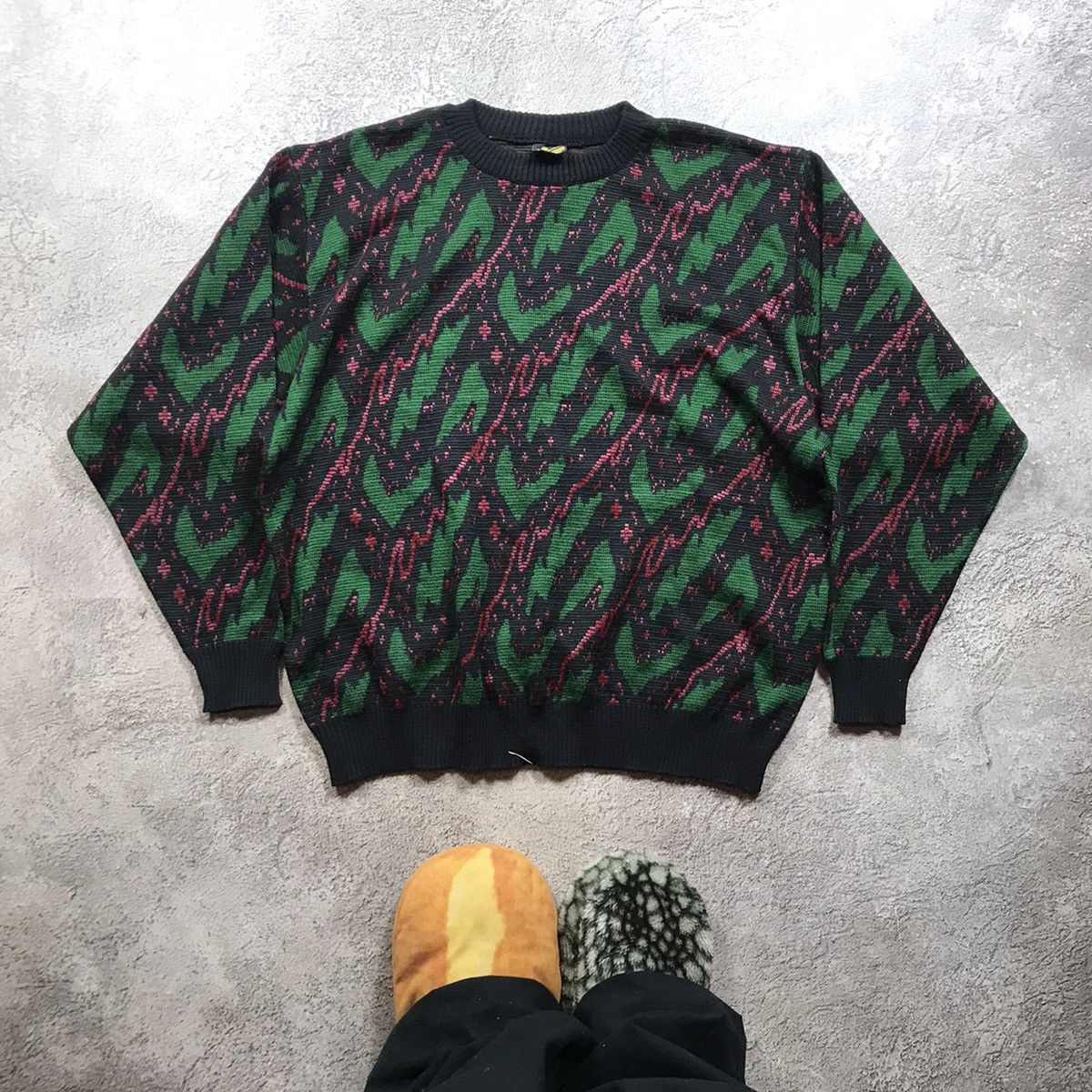 Vintage Vintage 90s Abstract Knit Sweater Oversized Grunge Y2K M Size US M / EU 48-50 / 2 - 1 Thumbnail