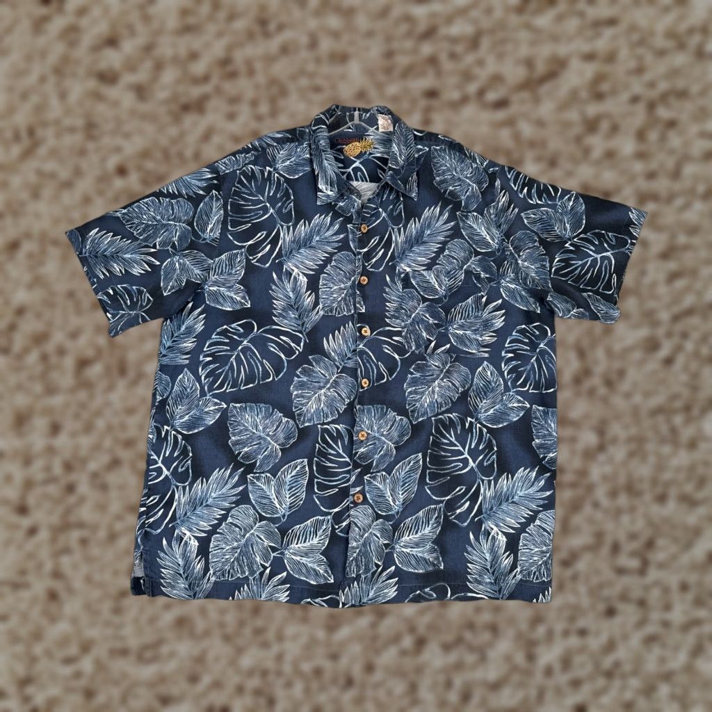 Vintage Caribbean Shirt Men XL Blue Floral Leaf Silk Blend Hawaiian Button Up Size US XL / EU 56 / 4 - 1 Thumbnail