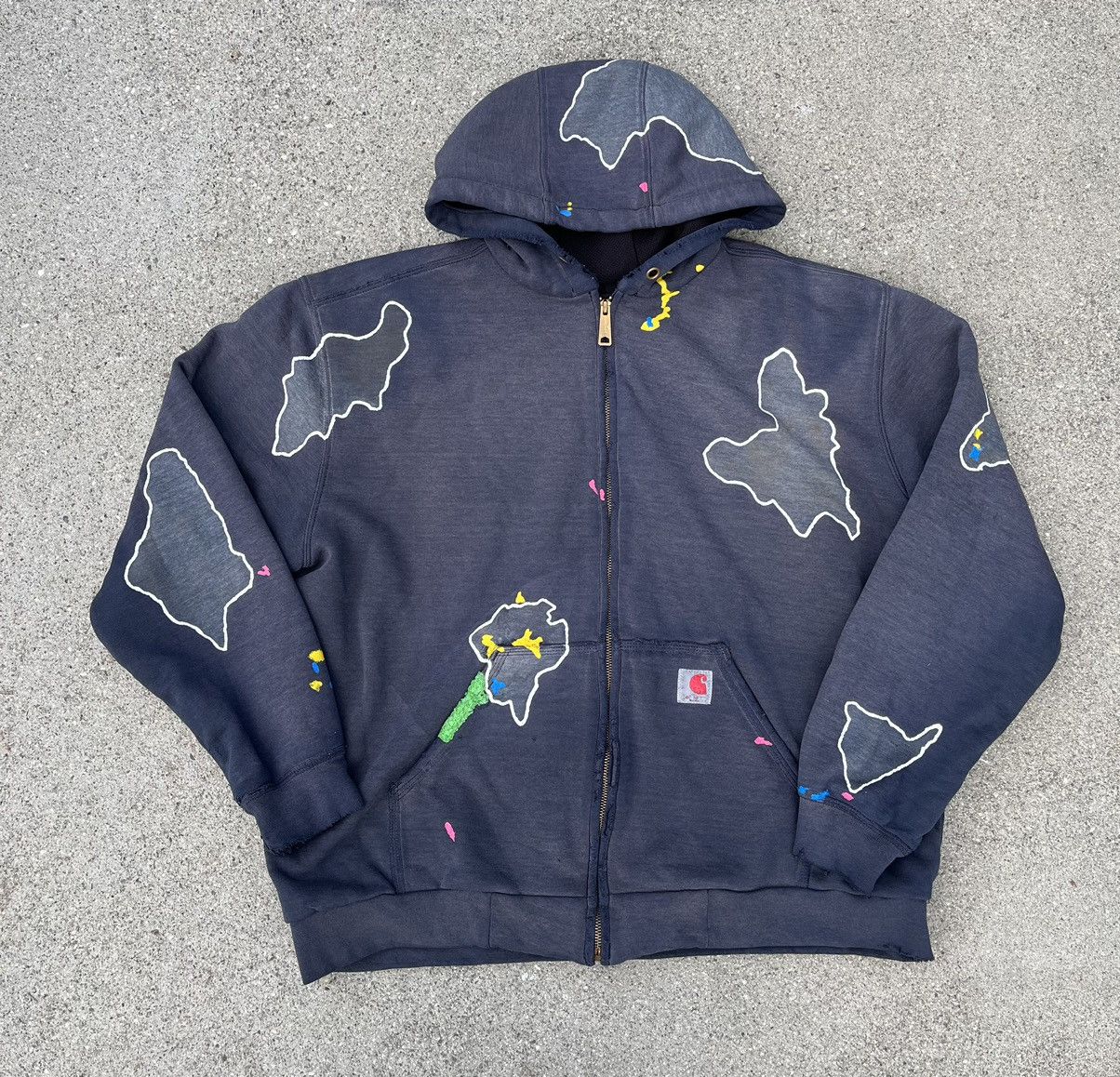 Carhartt Vintage Carhartt Zip Up Hoodie Sun Fade Distressed Thermal Size US L / EU 52-54 / 3 - 1 Thumbnail