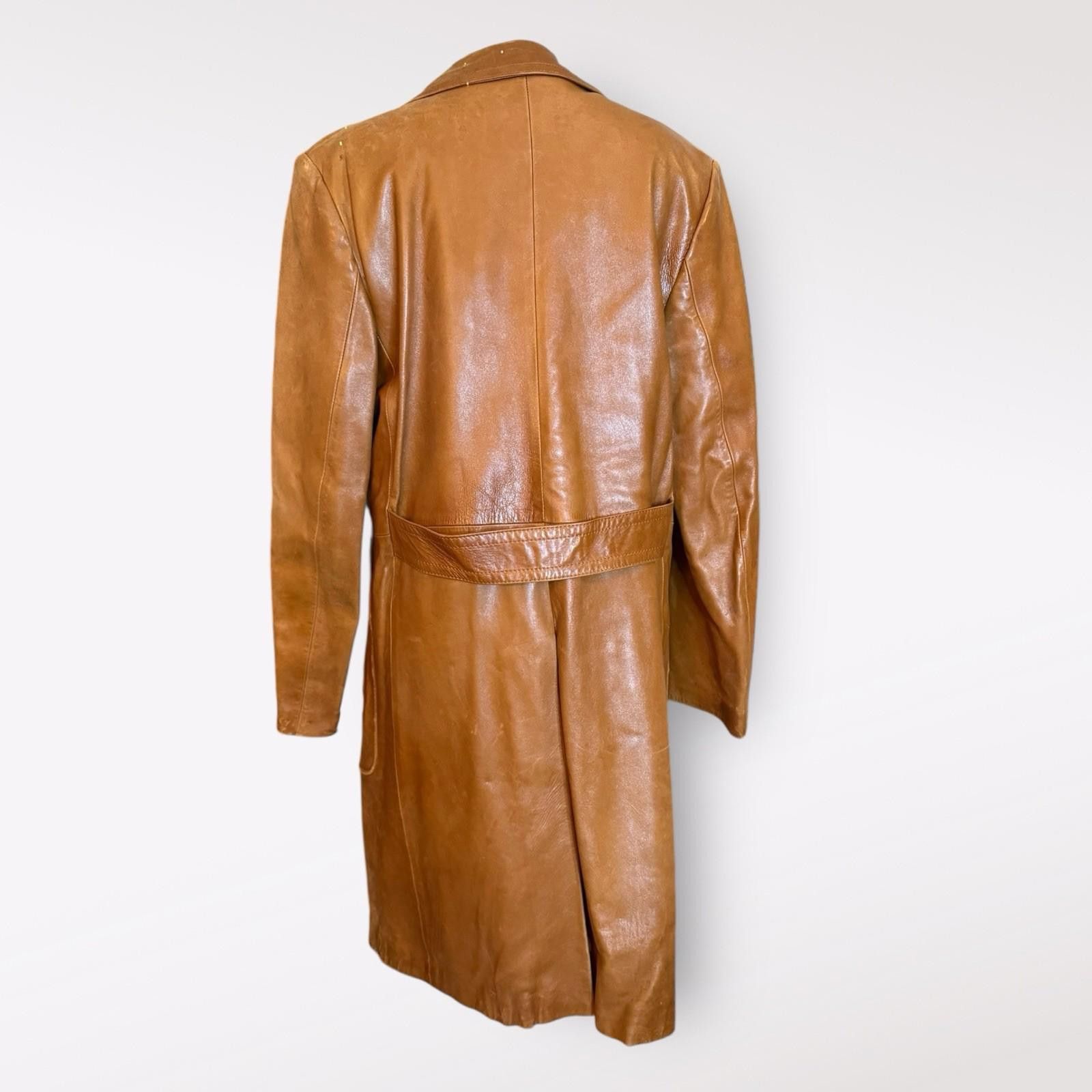 American Trench Cortefiel Brown Leather Trench Size US M / EU 48-50 / 2 - 2 Thumbnail