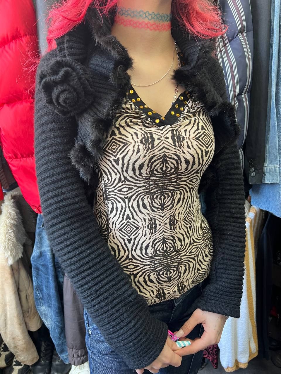 Roberto Cavalli SS2005 Robeto Cavalli mink fur roses balero cardigan sweater Size S / US 4 / IT 40 - 1 Thumbnail