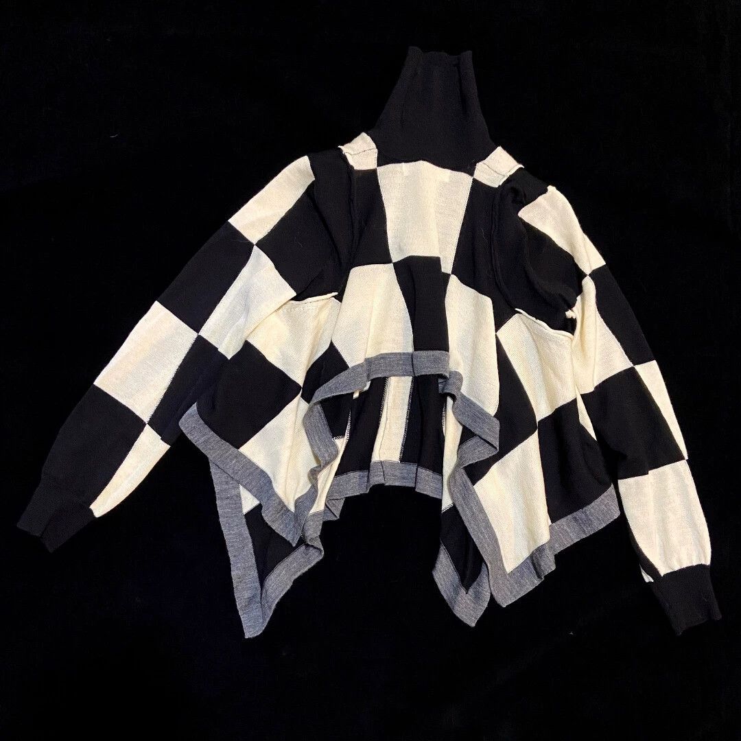 Comme des Garcons COMME des GARCONS 2000s Irregular Hem Checkered Knit Top Size ONE SIZE - 9 Thumbnail