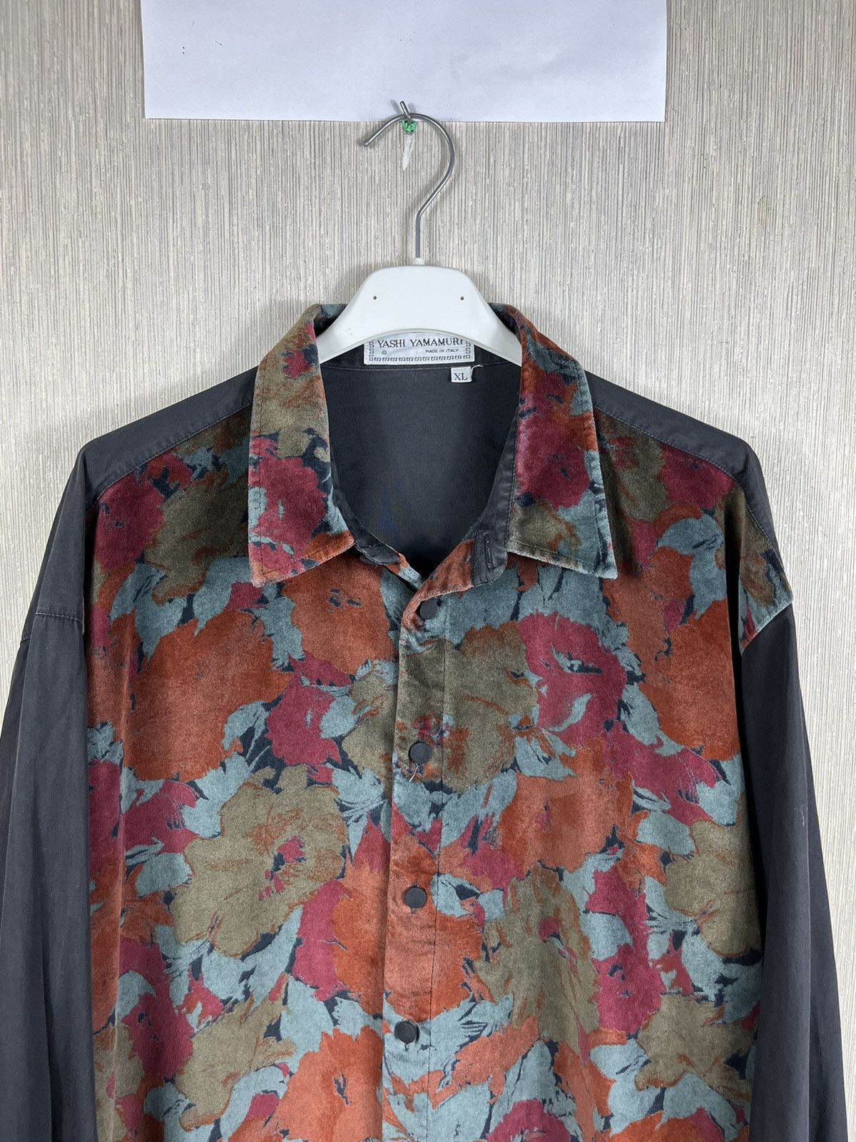 Designer × Vintage × Yashi Yamamuri Vintage Yashi Yamamuri velvet velour floral print art shirt Size US XL / EU 56 / 4 - 5 Thumbnail