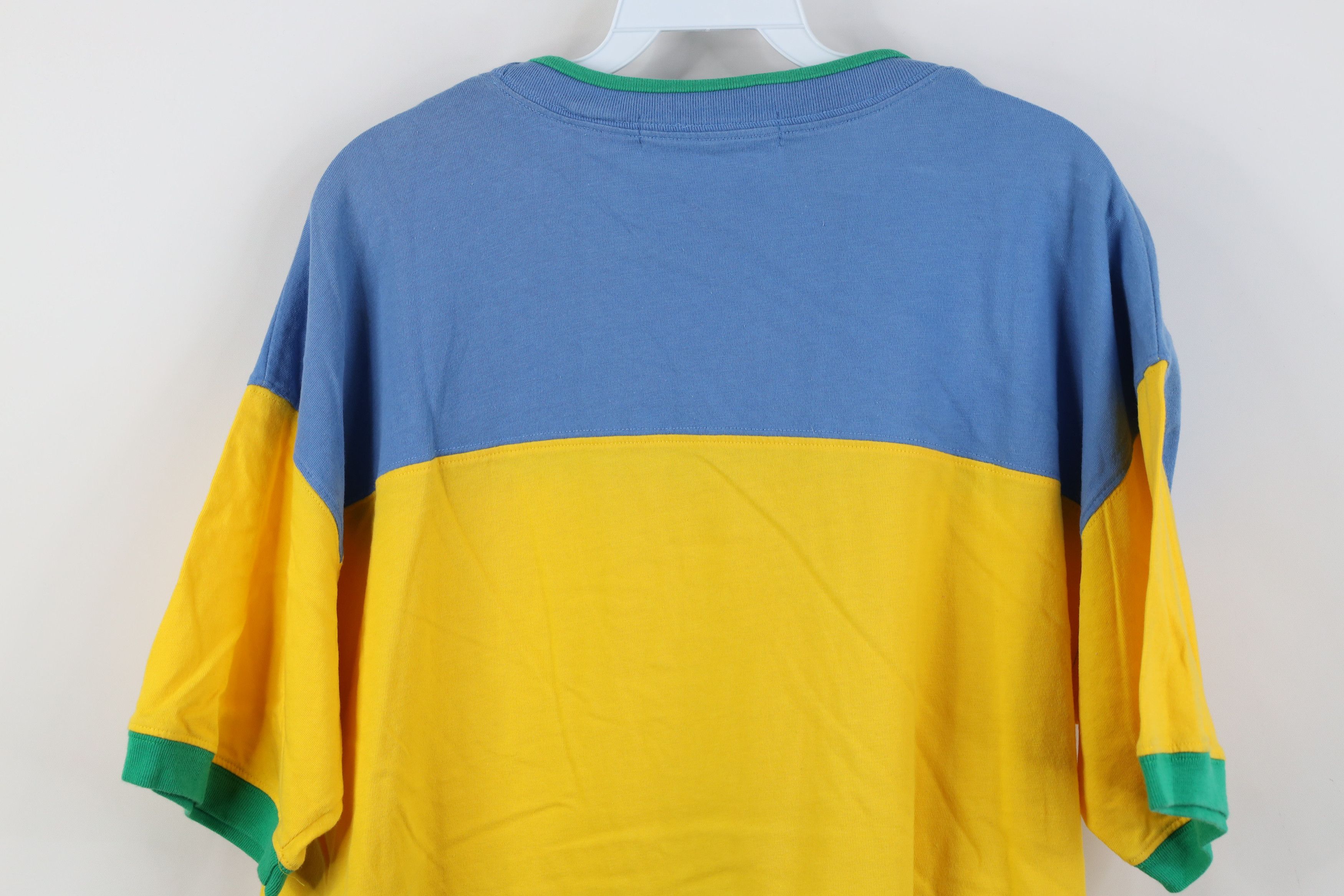 Vintage 90s Streetwear Color Block Ringer T-Shirt Cotton