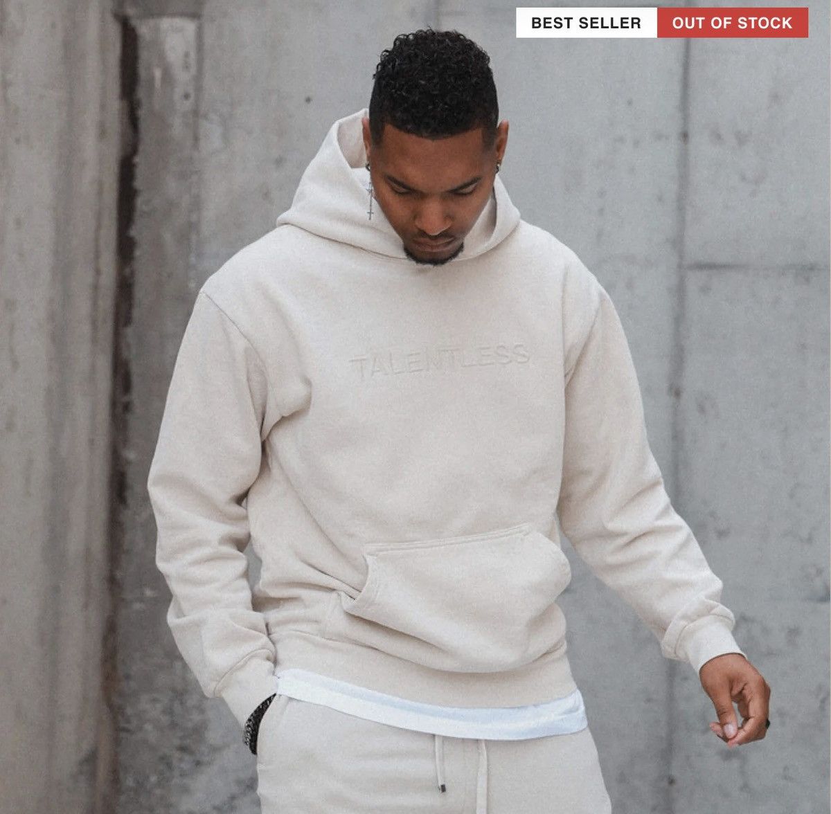 Talentless MENS HOODIE - CIRCLE LOGO EMBROIDERED (BONE) -NEW SIZE S Size US S / EU 44-46 / 1 - 8 Thumbnail