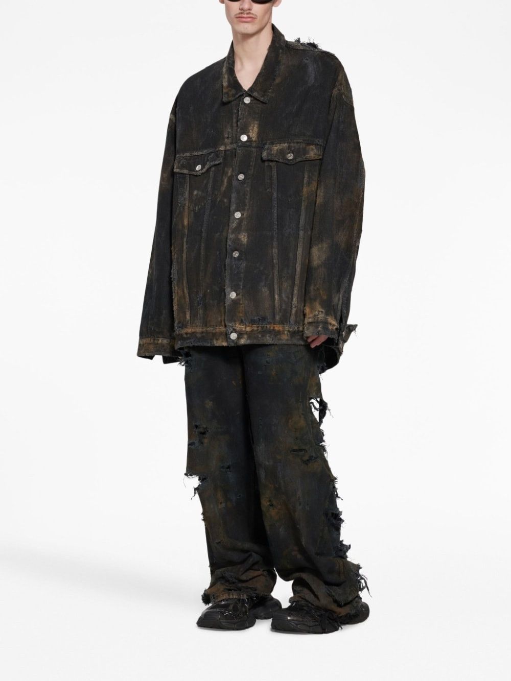 Balenciaga o1mt1gz0225 Oversized Jacket in Black/Brown Size US L / EU 52-54 / 3 - 2 Thumbnail