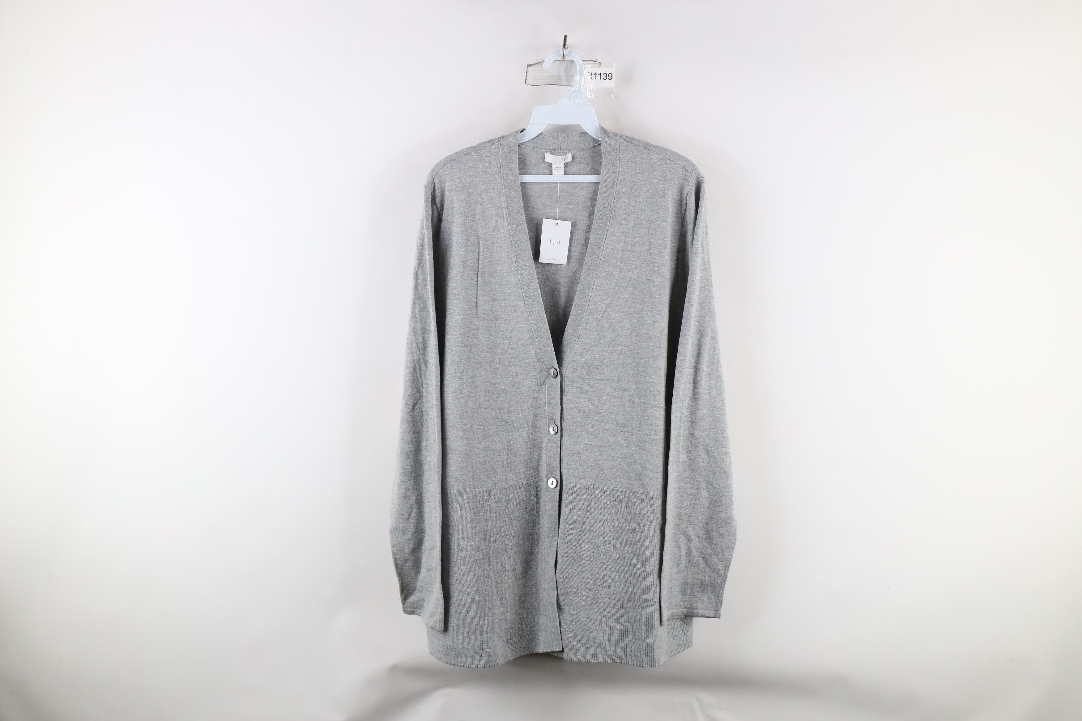 Vintage New J Jill Rayon Blend Knit Cardigan Sweater Heather Gray Size L / US 10 / IT 46 - 1 Thumbnail