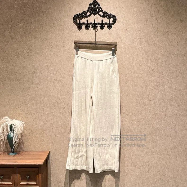 Loro Piana Loro Piana Cashmere Beige Cashmere Knit Wide Leg Pants Size 25" / US 0 / IT 36 - 1 Thumbnail