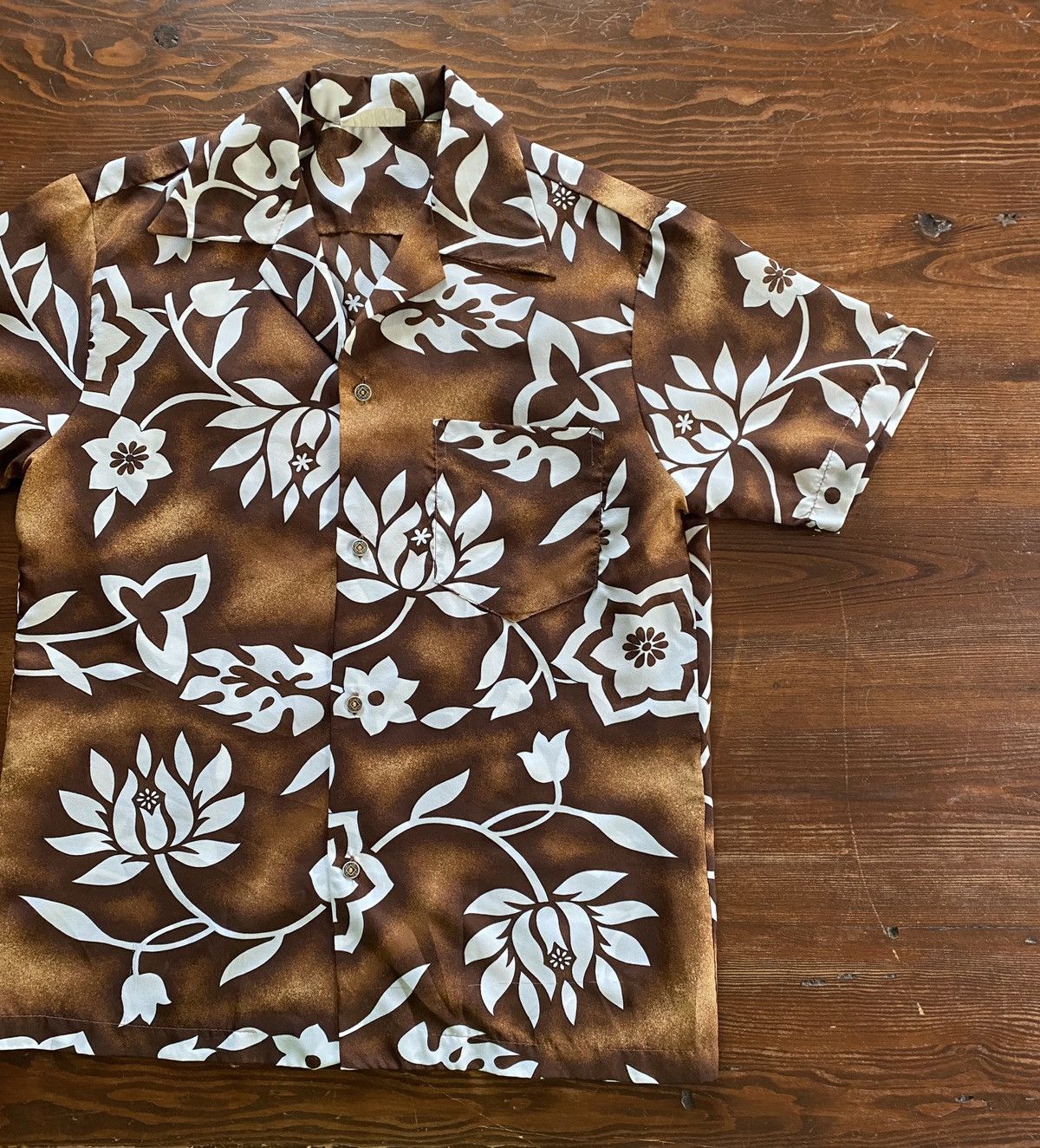 Vintage Vintage 60’s/70’s Brown Hawaiian Shirt Button Up Size US M / EU 48-50 / 2 - 1 Thumbnail