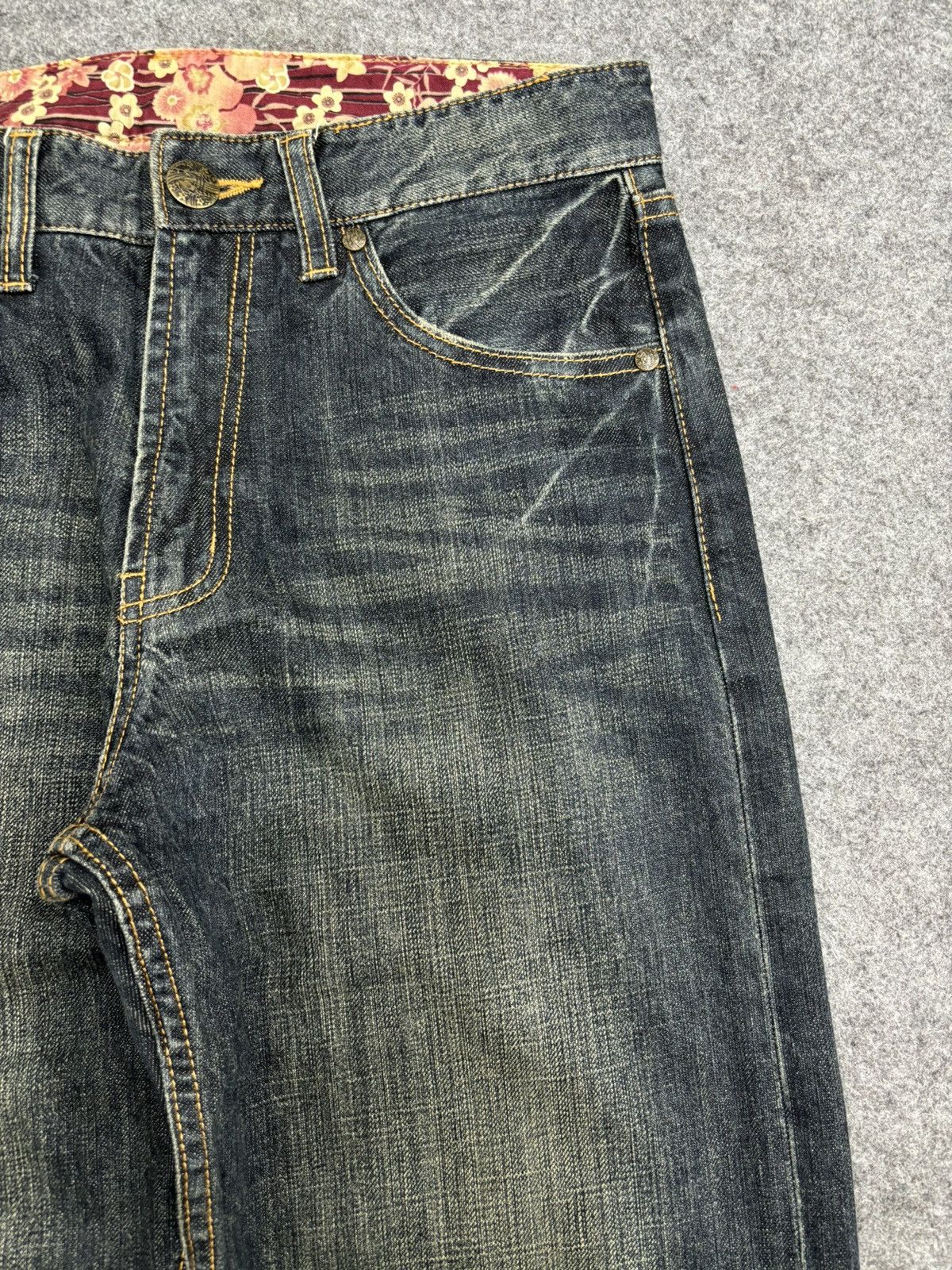 Designer 💥Japanese Brand Koi Fish Embroidery Double Pocket Denim F542 Size US 31 - 3 Thumbnail
