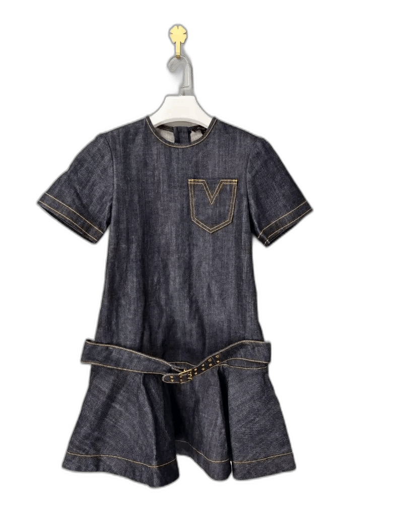Louis Vuitton Louis Vuitton Dark Blue Denim Dress with Belt Size S / US 4 / IT 40 - 1 Thumbnail