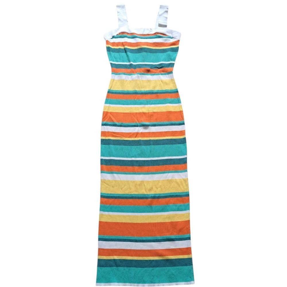 MINKPINK MinkPink Kosa Striped Knit Midi Dress Orange Multi Color Med Size M / US 6-8 / IT 42-44 - 1 Thumbnail