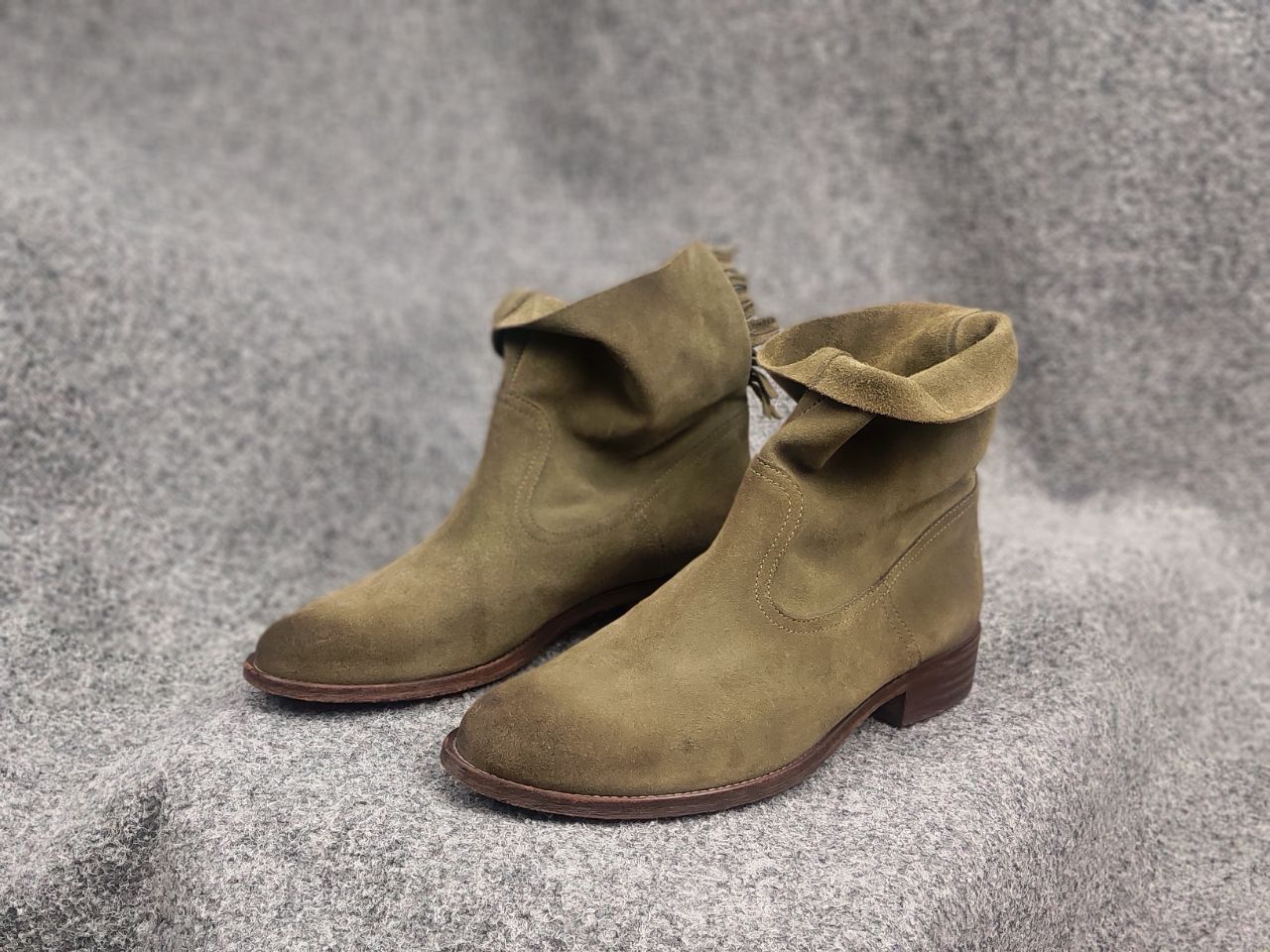 Vintage Via Roma 15 Designer leather shoes green Flat Ankle Boots Size US 11 / IT 41 - 10 Thumbnail