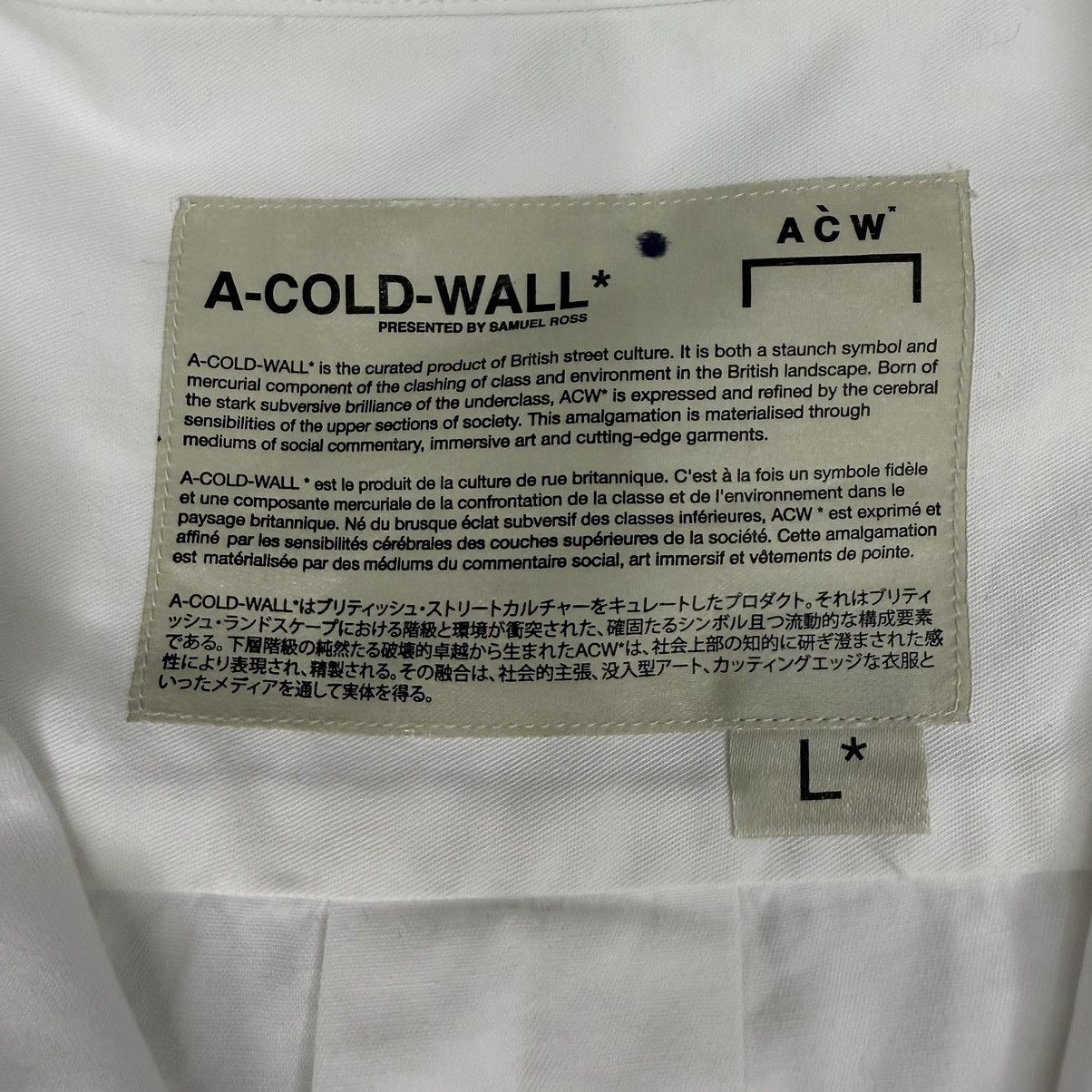 A-COLD-WALL* A-Cold-Wall* ACW Button Down Shirt Size US L / EU 52-54 / 3 - 6 Thumbnail