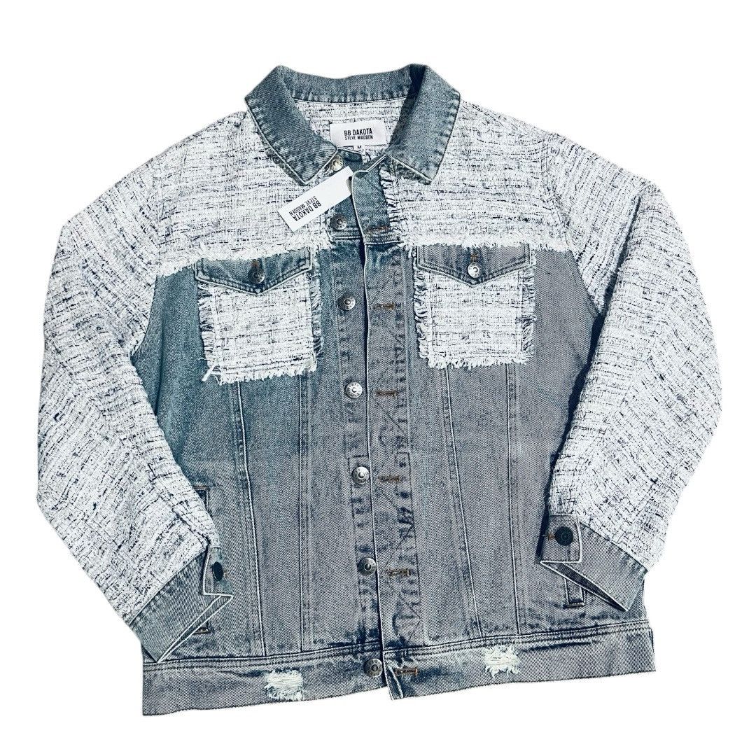 Steve Madden BB Dakota by Steve Madden Denim Tweed Trucker Jacket NWT Size US M / EU 48-50 / 2 - 2 Thumbnail