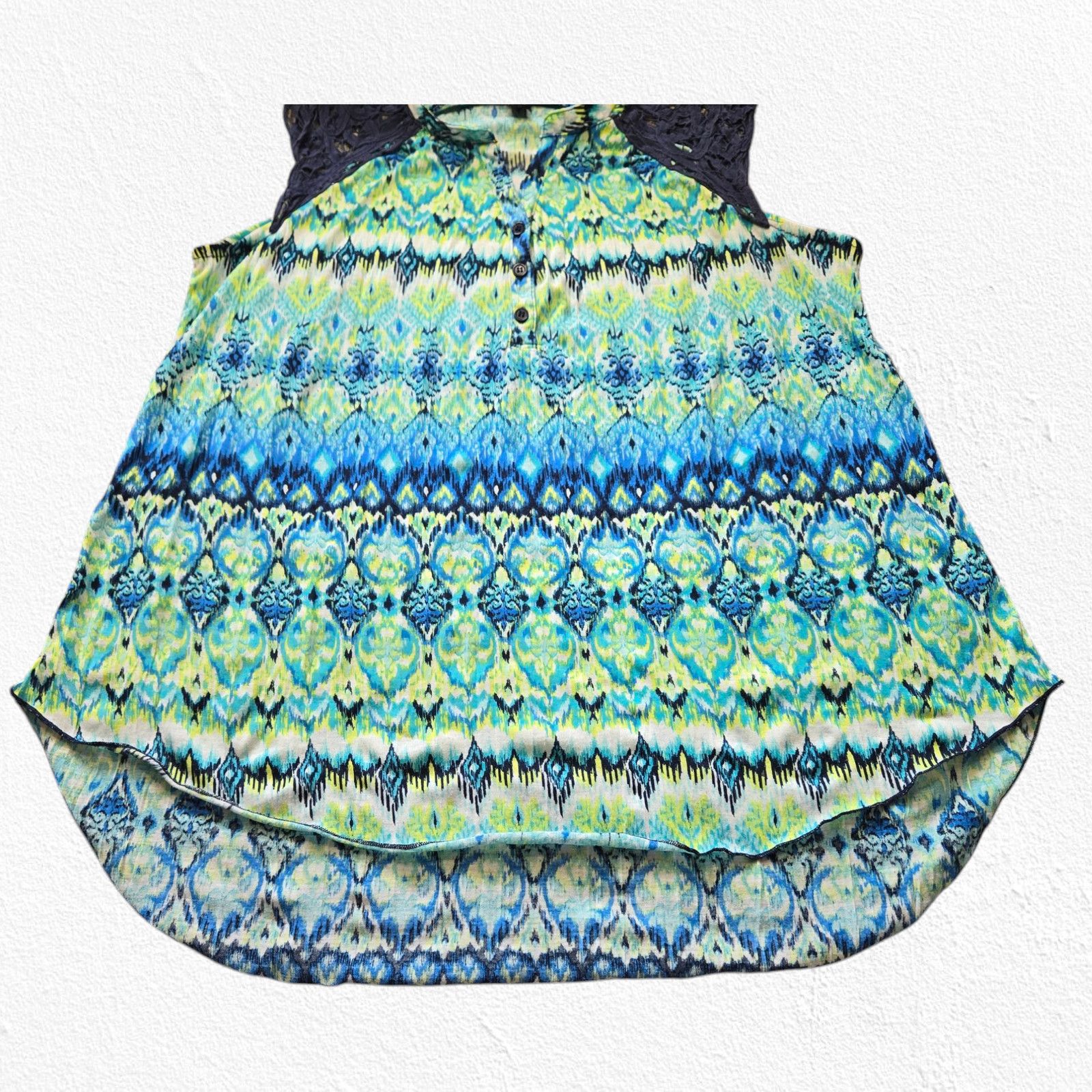 Other Green Blue Watercolor V Neck Relaxed Blouse Size 1X Size XXL / US 16-18 / IT 52-54 - 7 Thumbnail