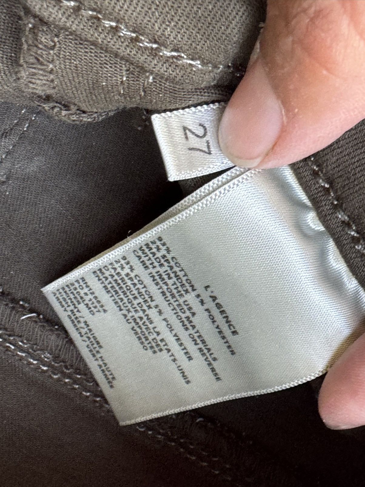L'AGENCE L'Agence Coated Cropped Olive Green Skinny Jean Size 27 Size 27" / US 4 / IT 40 - 4 Thumbnail