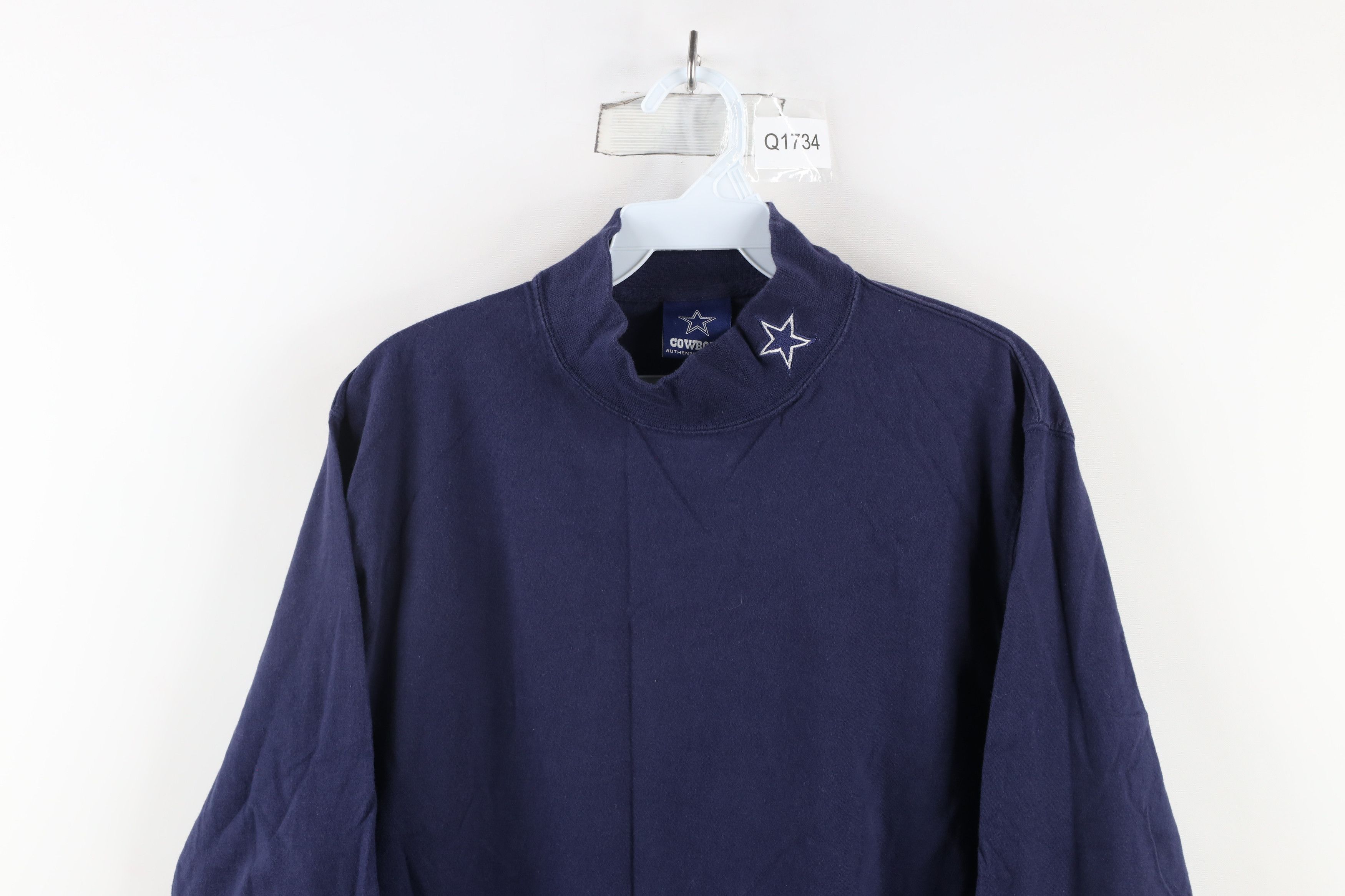 Vintage Vintage 90s Dallas Cowboys Football Mock Neck T-Shirt Blue Size US M / EU 48-50 / 2 - 2 Thumbnail