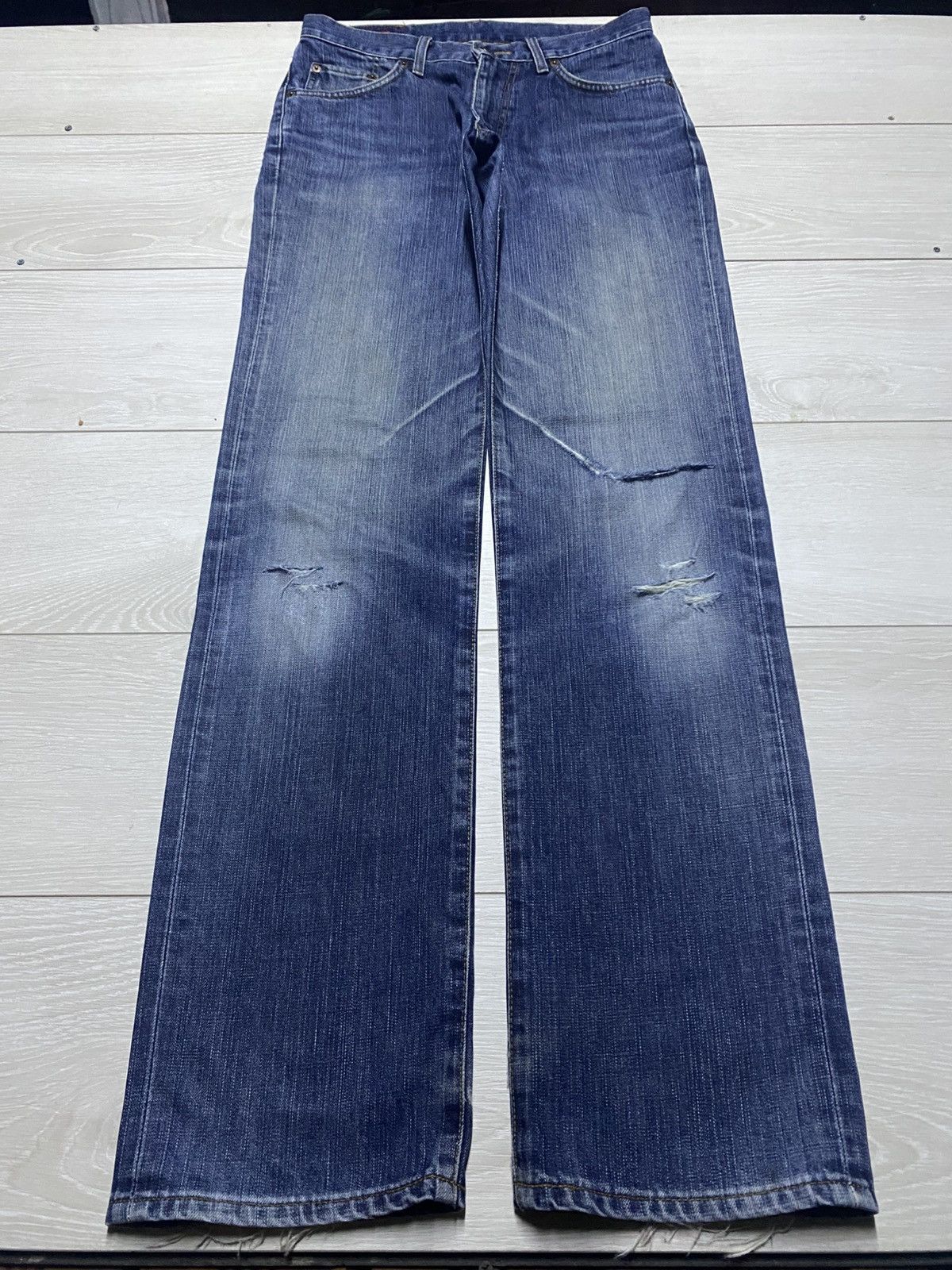 Edwin Vintage Edwin 503 Faded Wash Distressed Loose Jeans Size US 30 / EU 46 - 1 Thumbnail