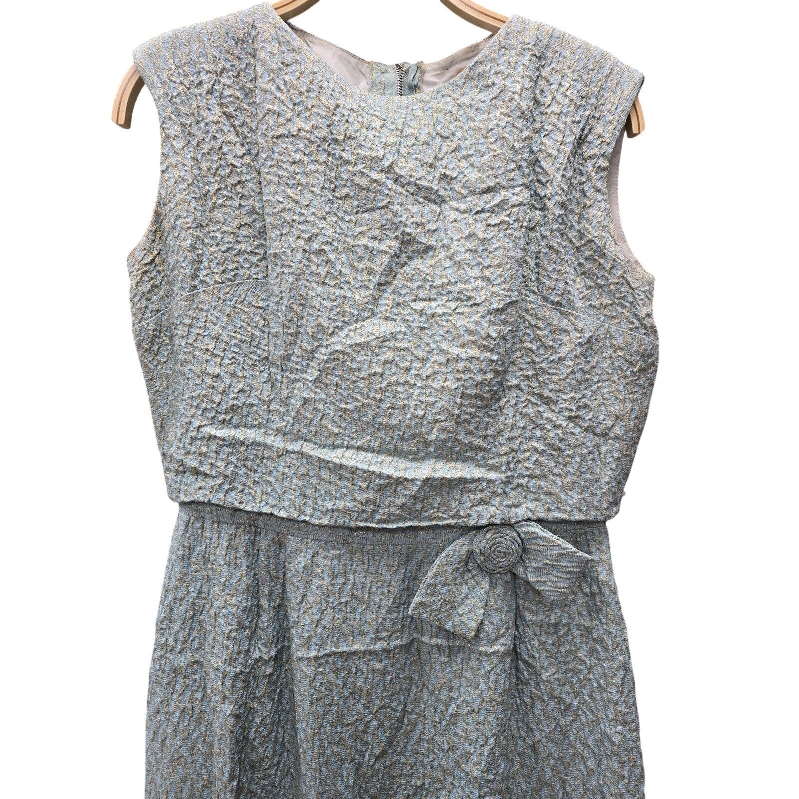 Vintage Vintage Ardley New York Brocade Rosette Formal Dress, Teal Size M / US 6-8 / IT 42-44 - 7 Thumbnail