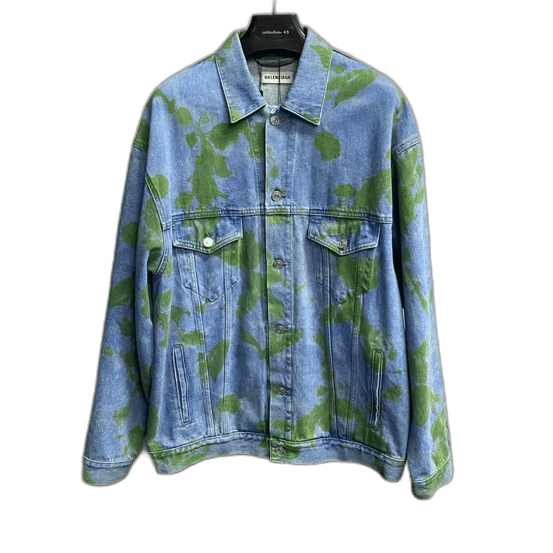 Balenciaga Blue Plant Pattern Logo Denim Jacket Size US S / EU 44-46 / 1 - 1 Thumbnail