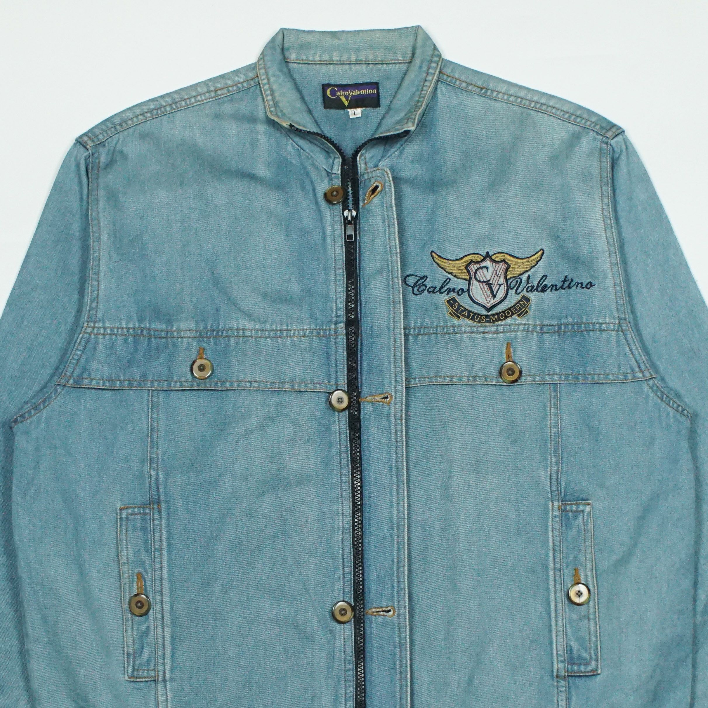 Giovanni Valentino *NoTariff 90s Calro Valentino Status Denim Jacket Size US L / EU 52-54 / 3 - 4 Thumbnail