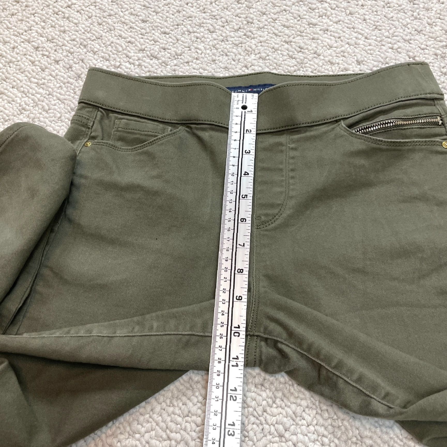 Tommy Hilfiger VINTAGE Tommy Hilfiger Ankle Pants Womens 8 Green Pull On Straight Stretch Zip Pockets Size 30" / US 8 / IT 44 - 4 Thumbnail