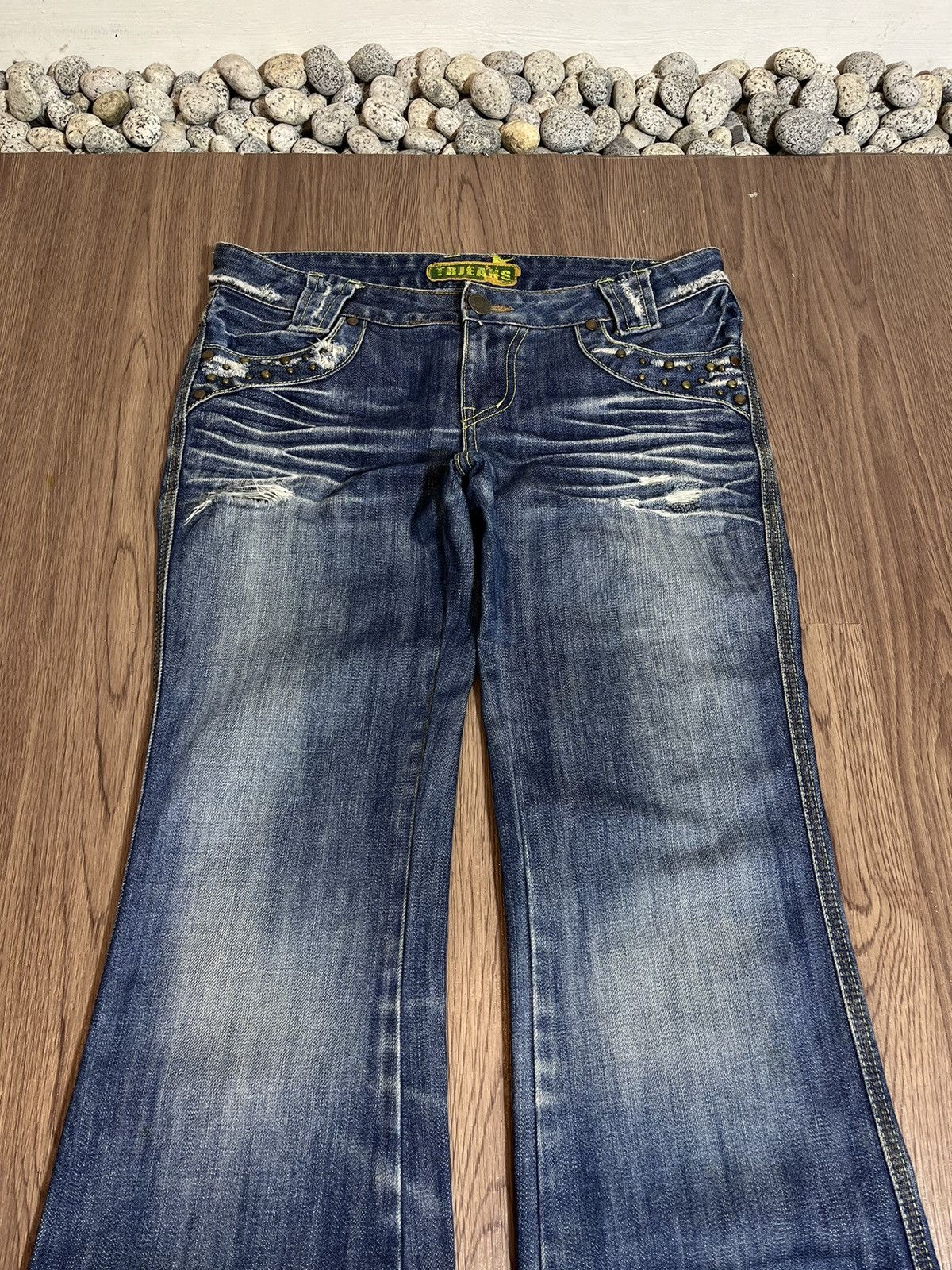 GOSTAR DE FUGA × Japanese Brand Studded flare distressed washed denim Size US 32 / EU 48 - 5 Thumbnail