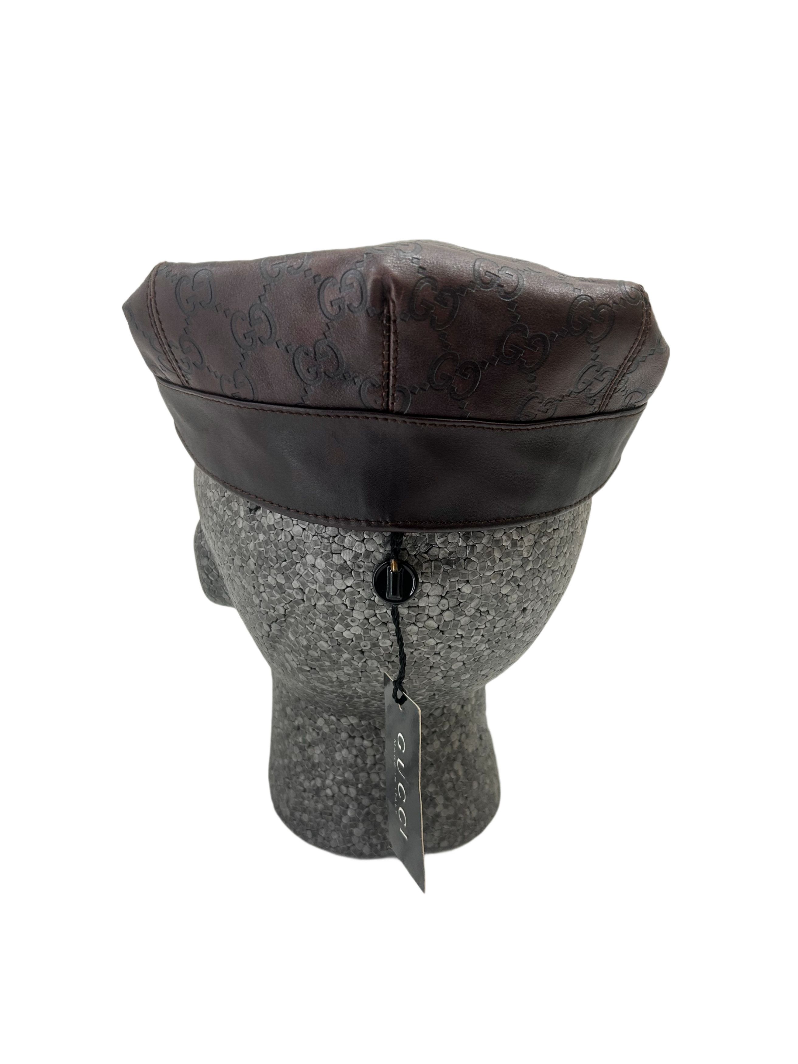 Gucci Gucci Leather GG Embossed Driver Hat Size 30 - 3 Thumbnail